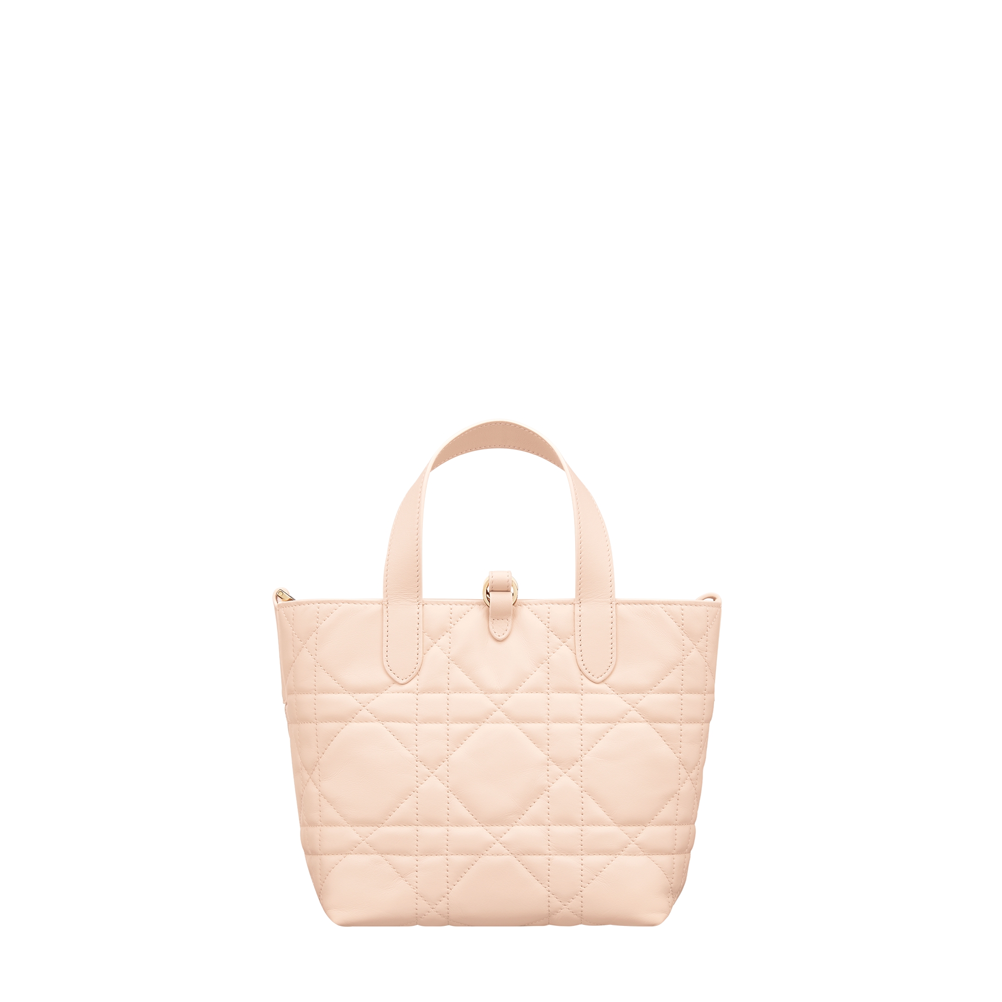 Small Dior Toujours Vertical Tote Bag Sandstone Pink Macrocannage Calfskin E08