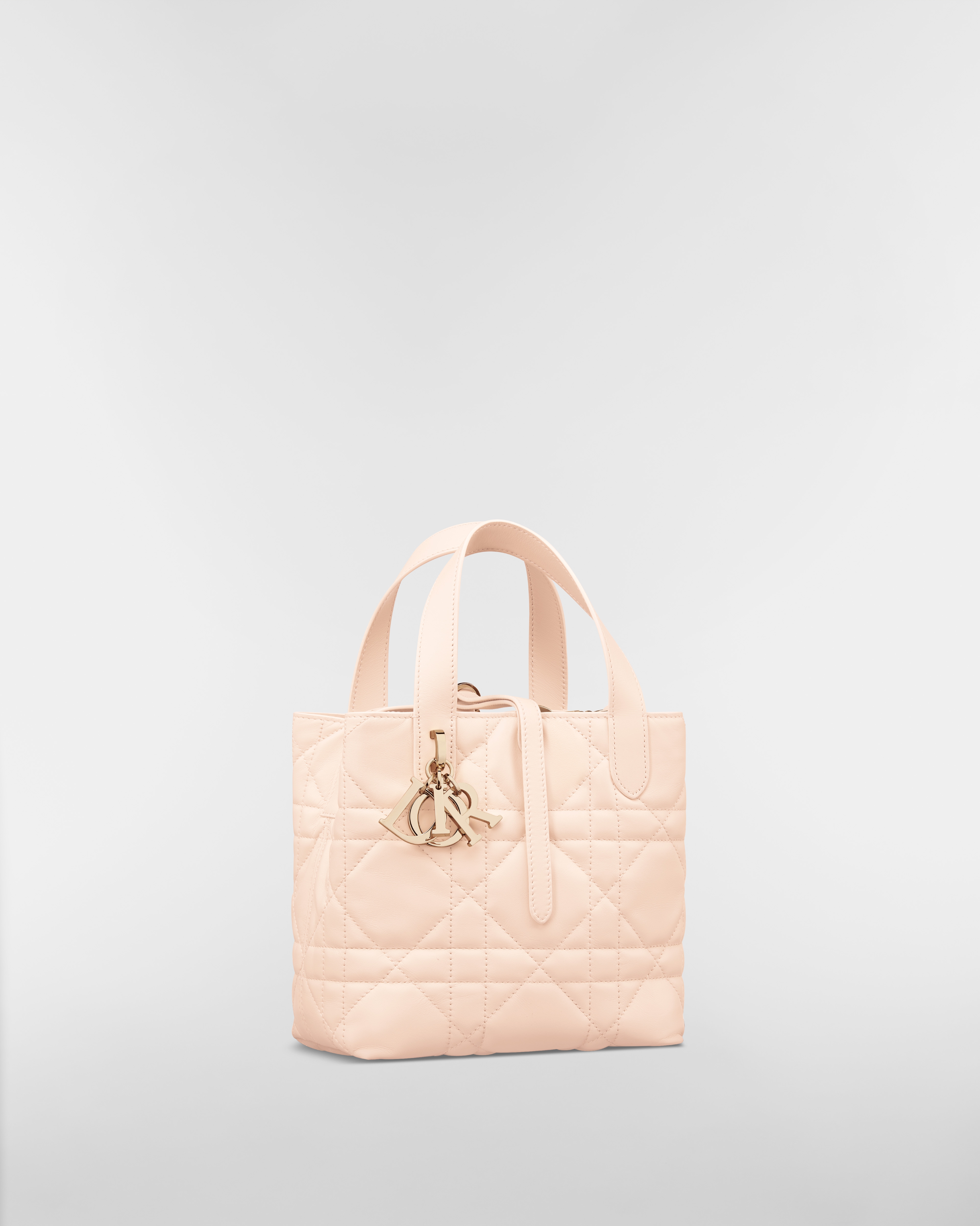 小碼 Dior Toujours 直向手挽袋 砂岩粉紅色大型藤格紋圖案小牛皮 E03