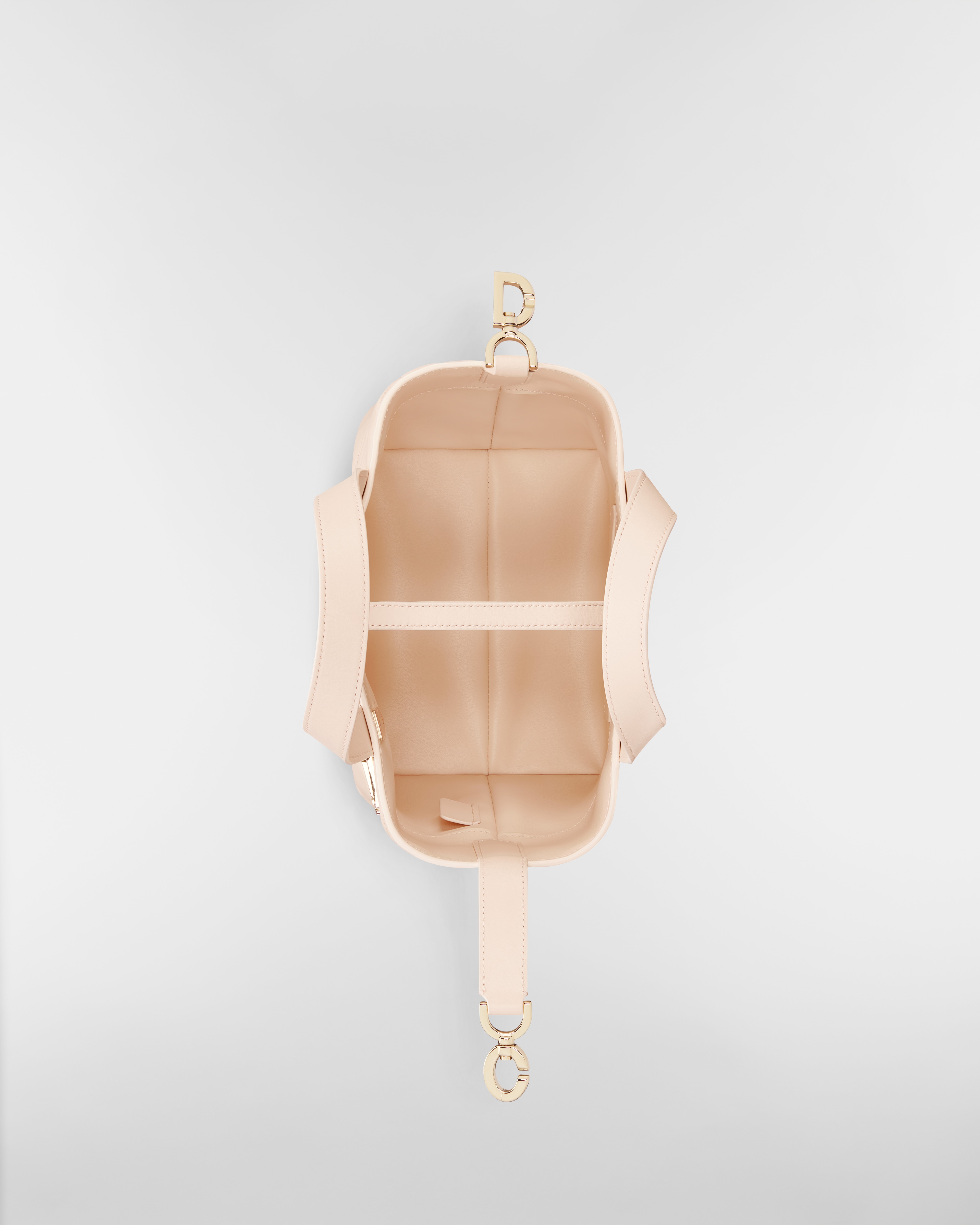 Small Dior Toujours Vertical Tote Bag Sandstone Pink Macrocannage Calfskin E06