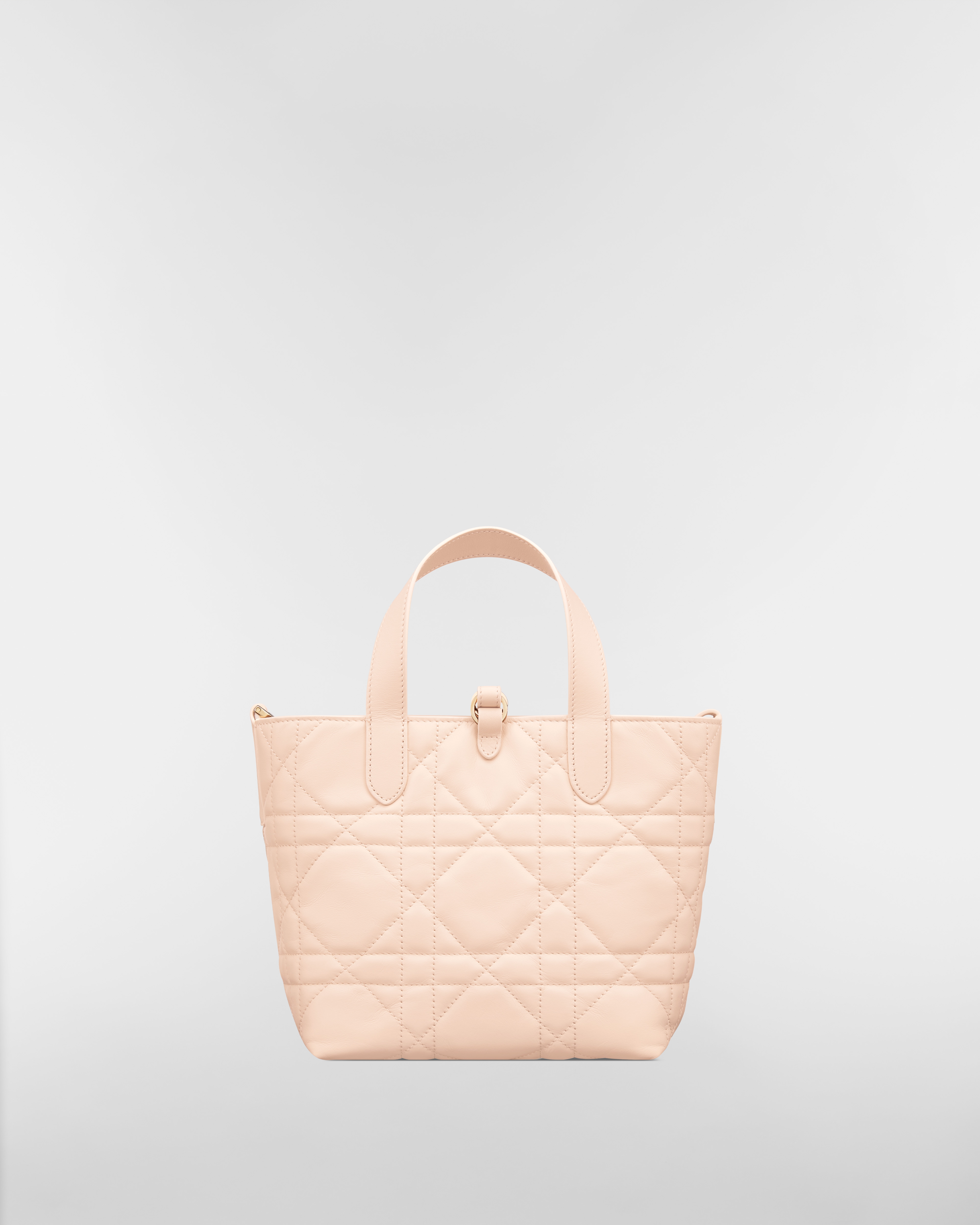 Small Dior Toujours Vertical Tote Bag Sandstone Pink Macrocannage Calfskin E08