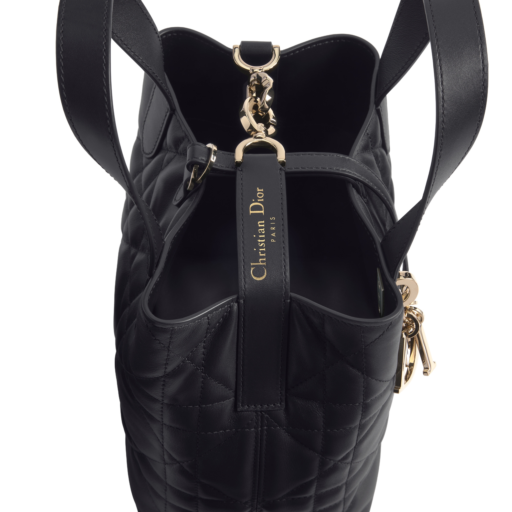 Small Dior Toujours Vertical Tote Bag Black Macrocannage Calfskin E06