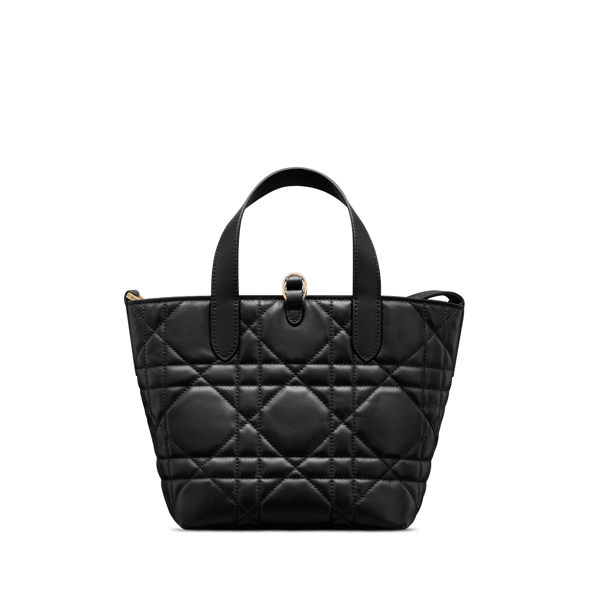 Small Dior Toujours Vertical Tote Bag Black Macrocannage Calfskin E08