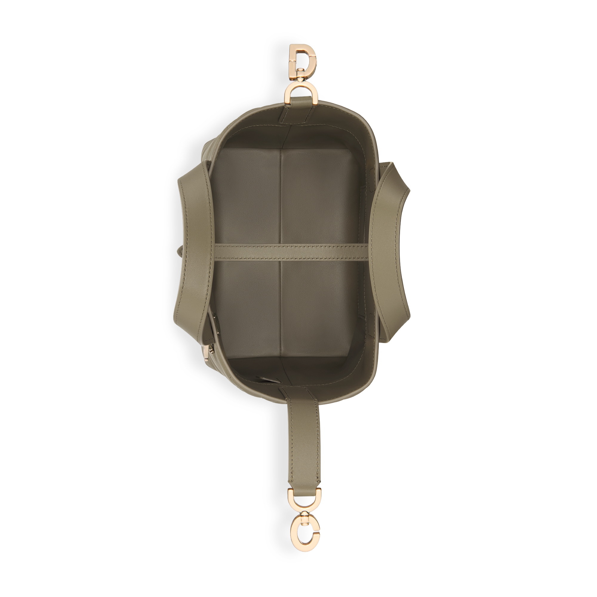 Kleine Dior Toujours Tote Bag im Hochformat Macrocannage Kalbsleder in Lehmgrün E06