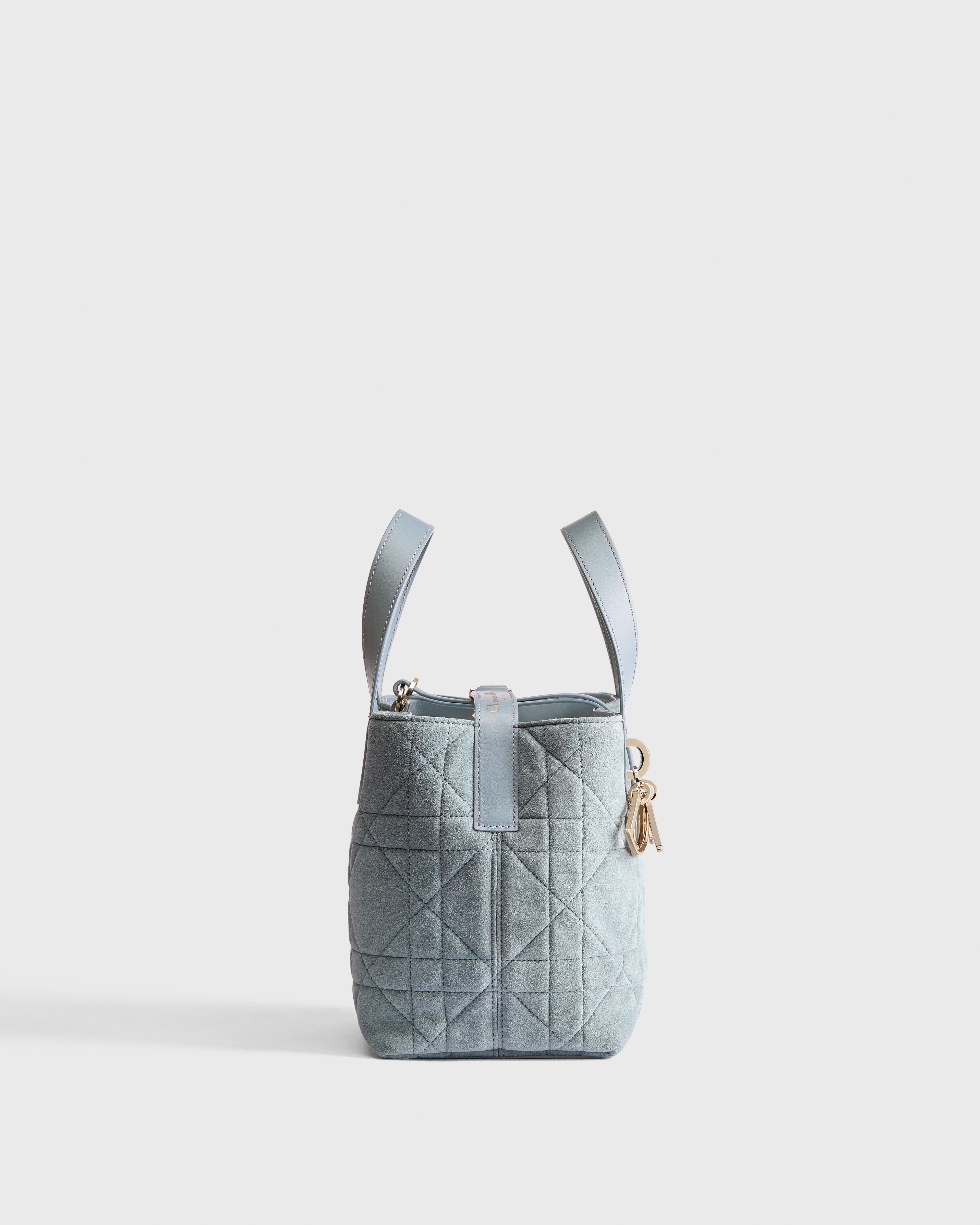 Bolsa tote vertical Dior Toujours pequena Pele de cabra acamurçada Macrocannage Bleu Ciel E02