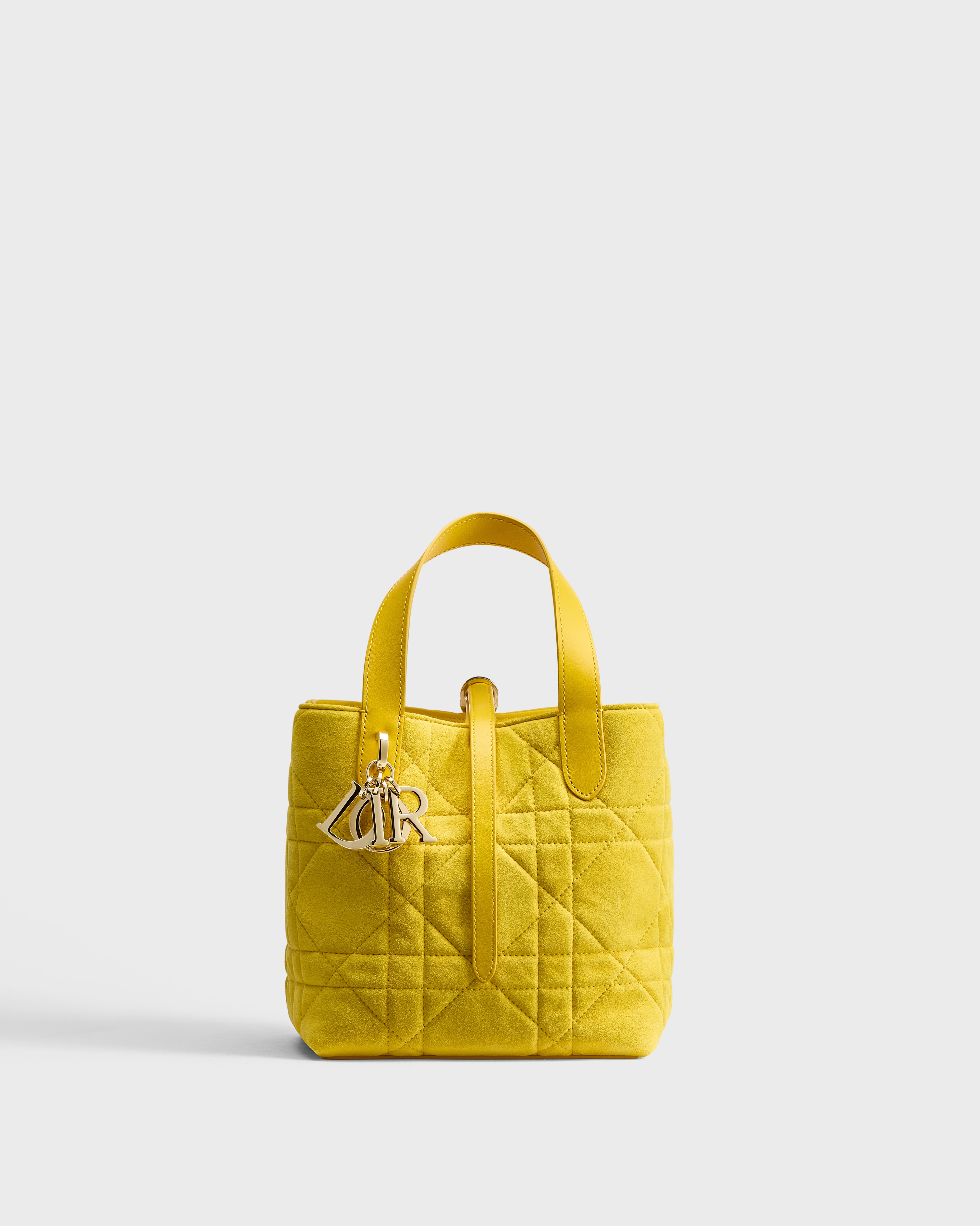 Borsa tote verticale piccola Dior Toujours Pelle di capra scamosciata Macrocannage Buttercup E01