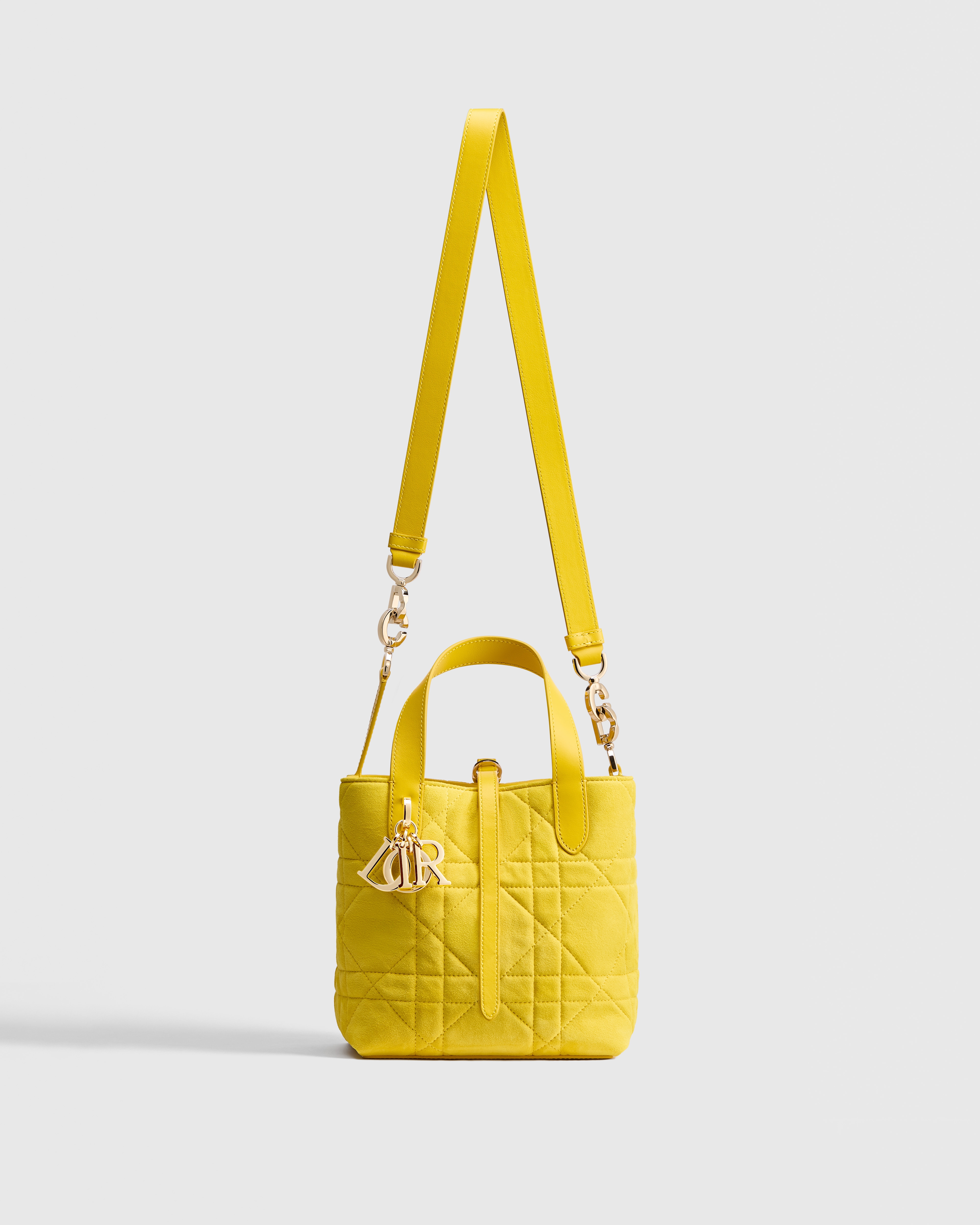 Borsa tote verticale piccola Dior Toujours Pelle di capra scamosciata Macrocannage Buttercup E07