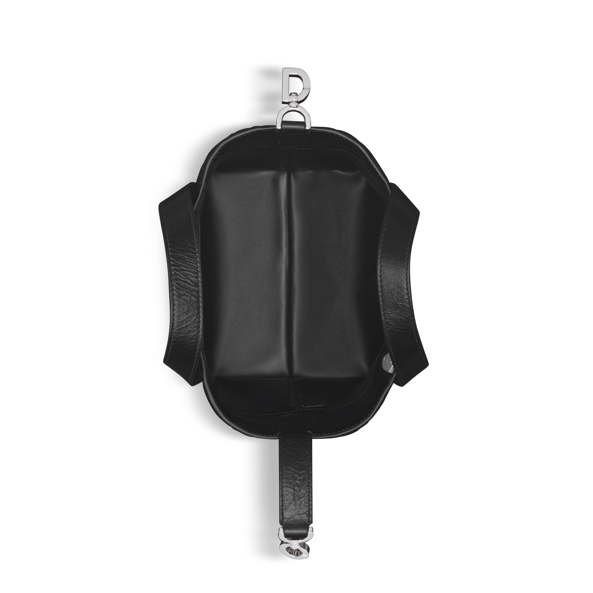 Small Dior Toujours Vertical Tote Bag Black Macrocannage Crinkled Calfskin E06