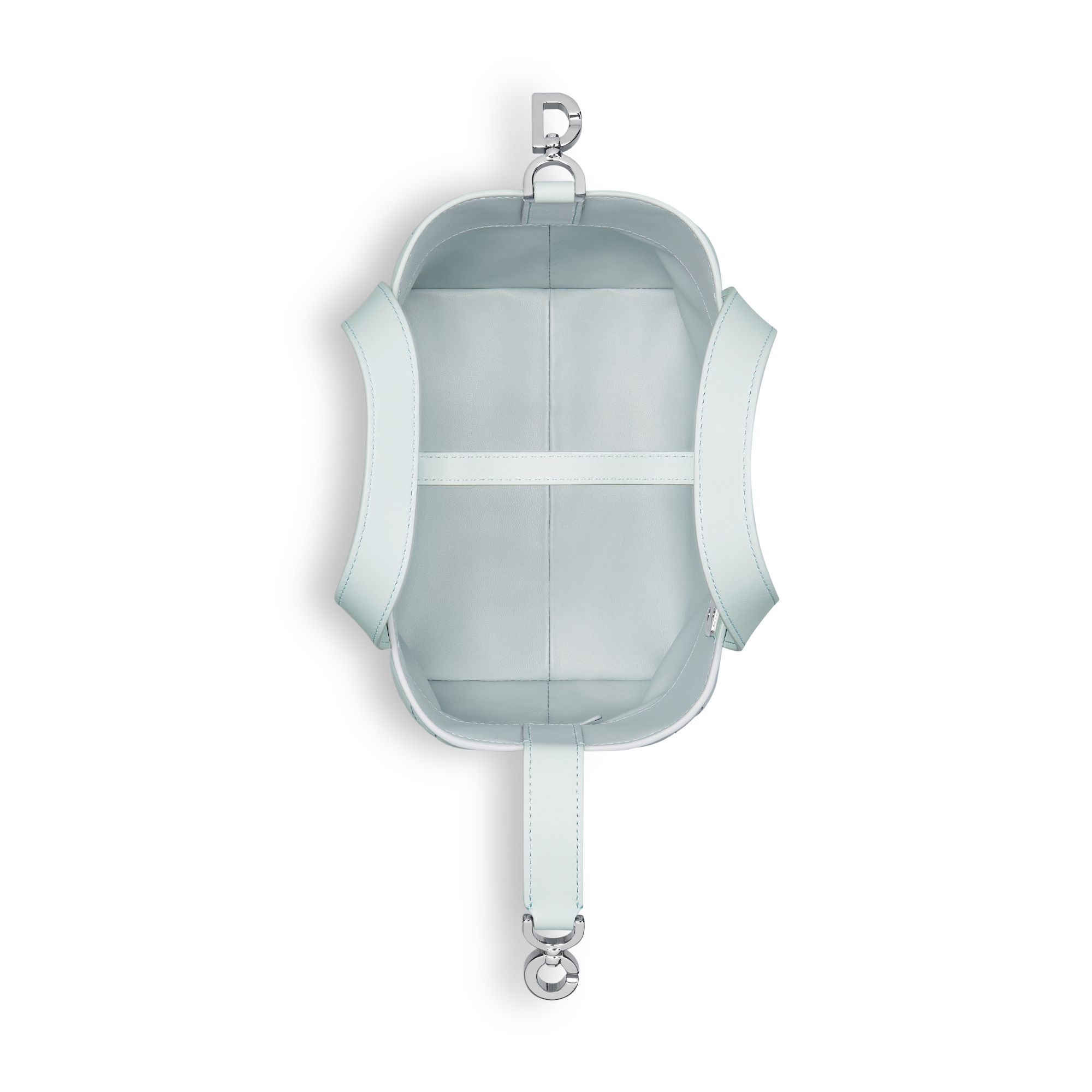 Kleine Dior Toujours Tote Bag im Hochformat Macrocannage Kalbsleder in Zartblau E06