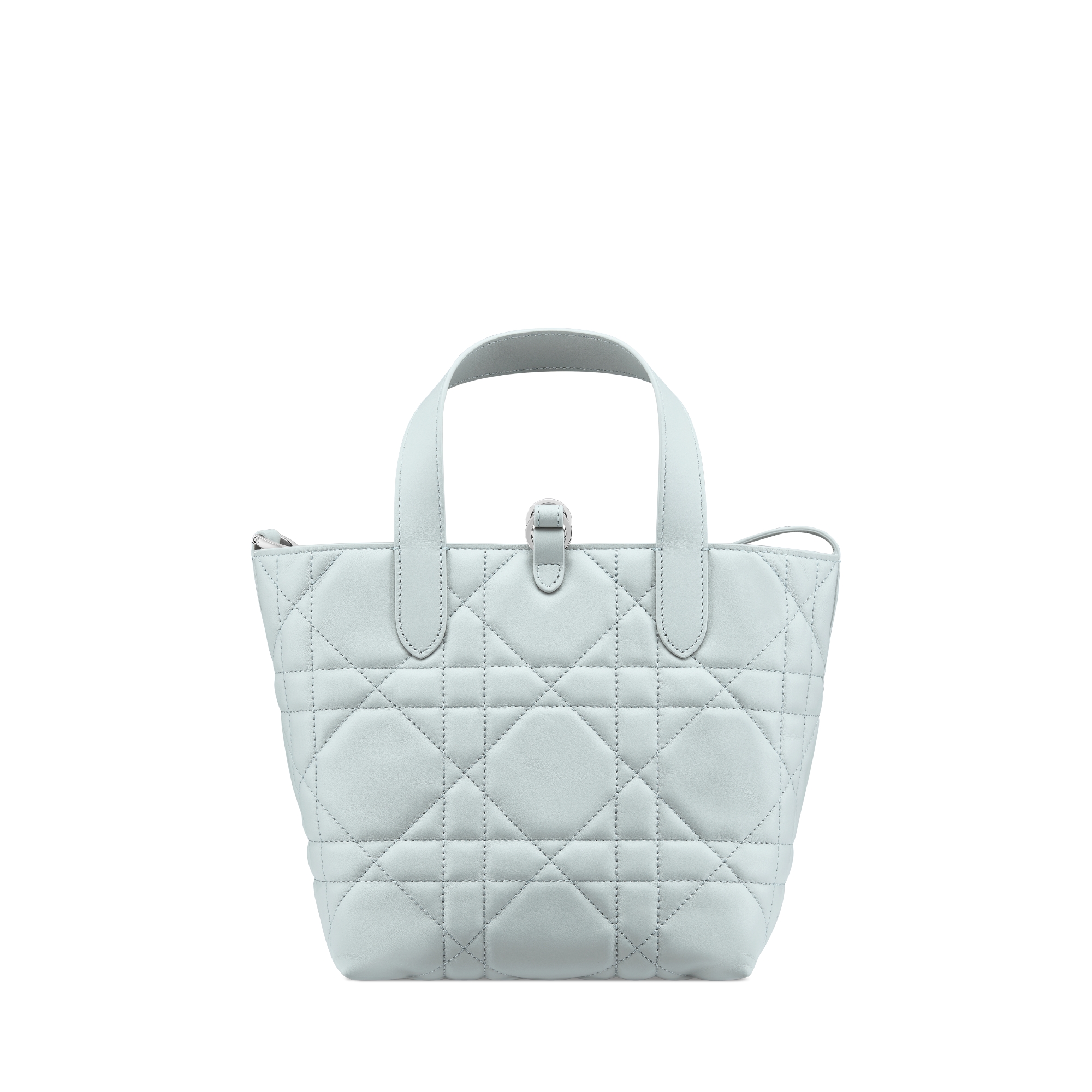 Kleine Dior Toujours Tote Bag im Hochformat Macrocannage Kalbsleder in Zartblau E08