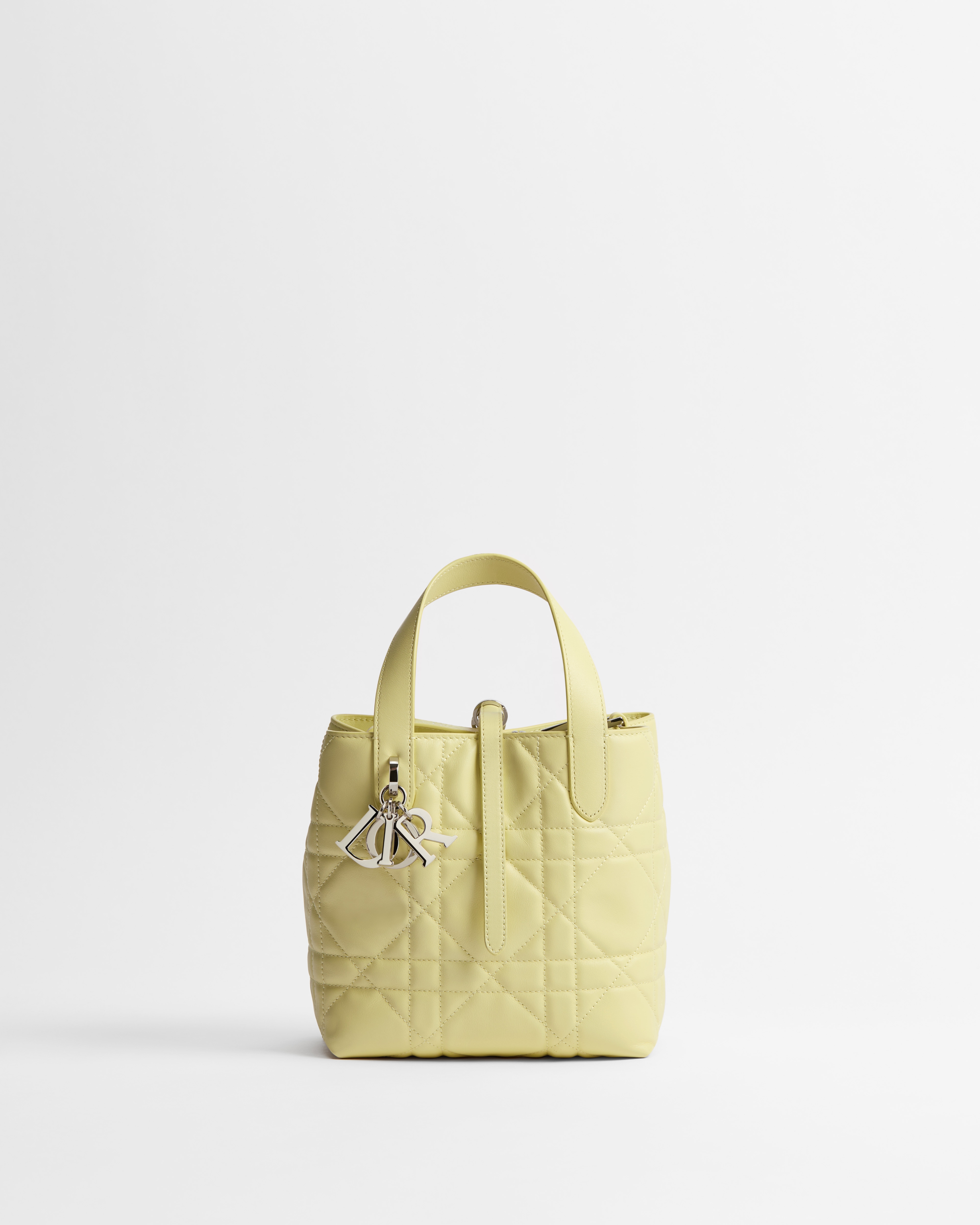 Borsa tote verticale piccola Dior Toujours Pelle di vitello Macrocannage Mimosa E01