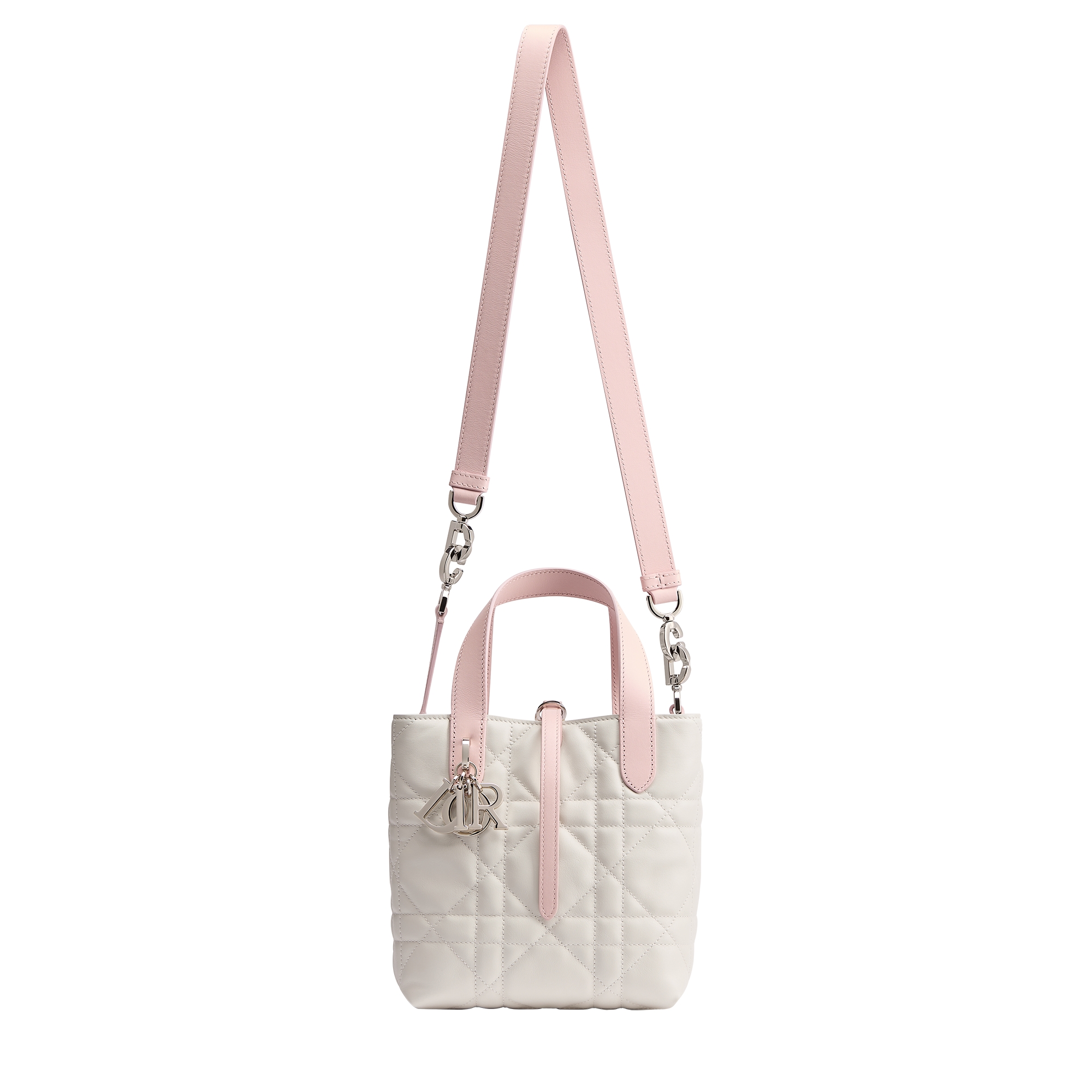 Small Dior Toujours Vertical Tote Bag Rose Soupir and Latte Macrocannage Calfskin E07