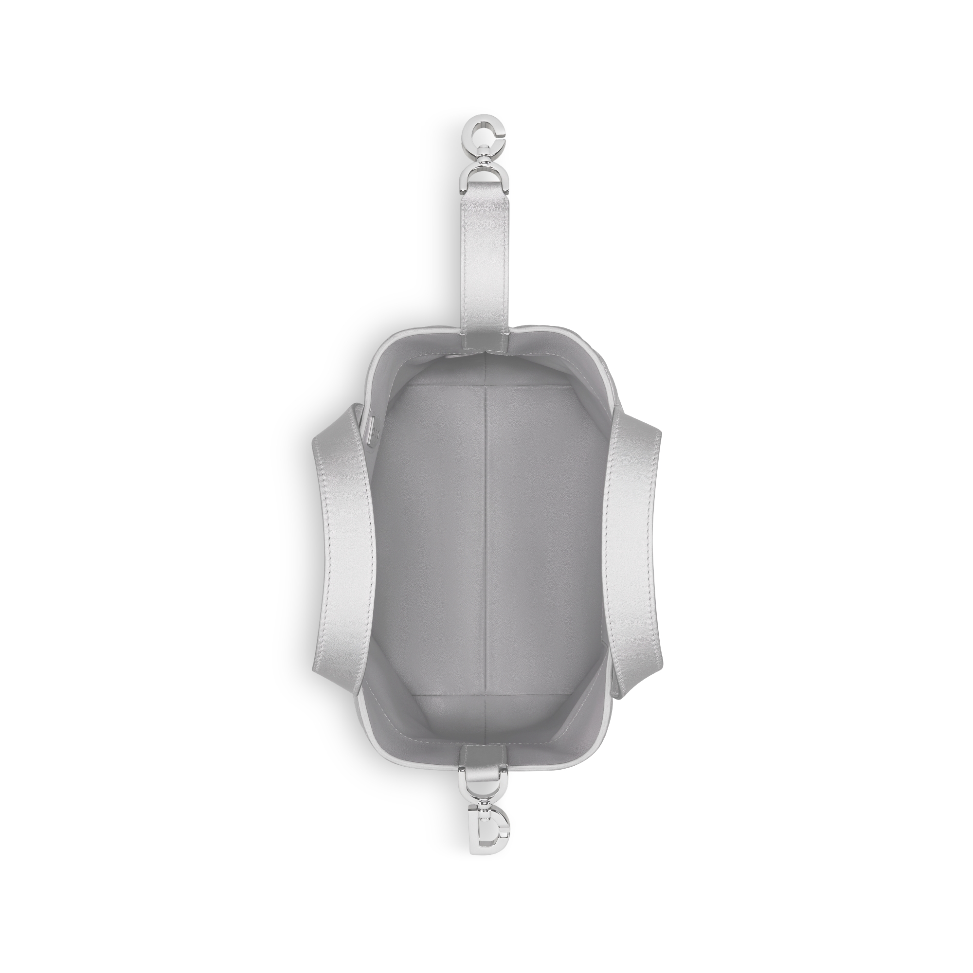 Small Dior Toujours Vertical Tote Bag Silver-Tone Iridescent Metallic Macrocannage Calfskin E06