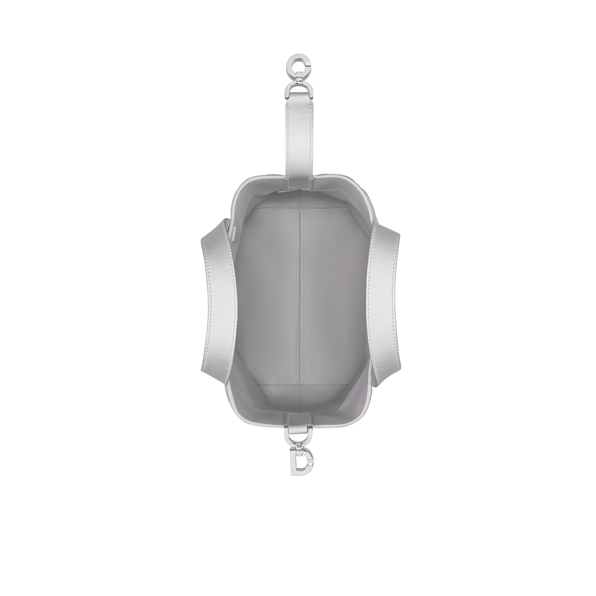 Small Dior Toujours Vertical Tote Bag Silver-Tone Iridescent Metallic Macrocannage Calfskin E06