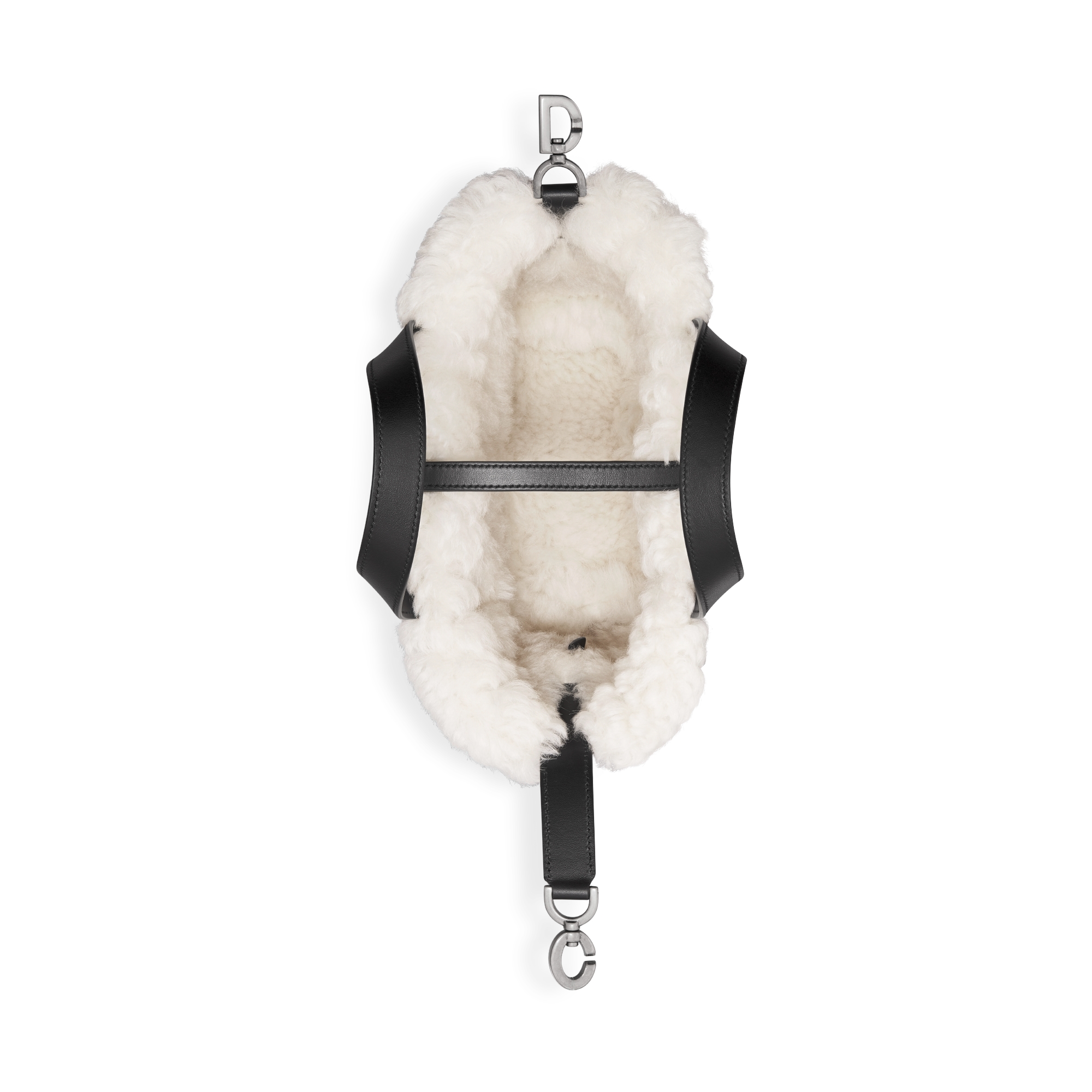 DiorAlps Small Dior Toujours Vertical Tote Bag Anthracite Gray Macrocannage Lambskin with Aged Effect and Ecru Merino Wool E06