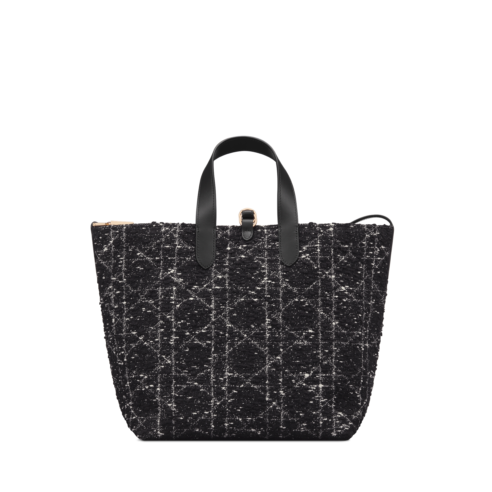 Dior Toujours 미디엄 버티컬 토트백 블랙 트위드 & 화이트 까나쥬 모티브 E08