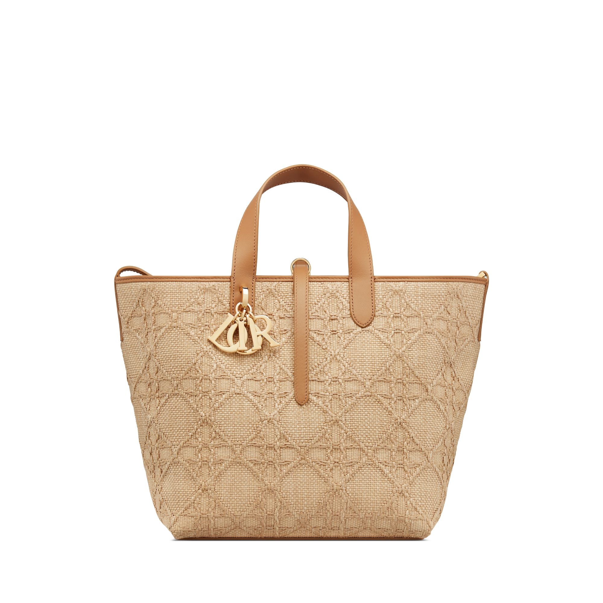 Bolsa tote vertical Dior Toujours média Ráfia Cannage em cor natural E01