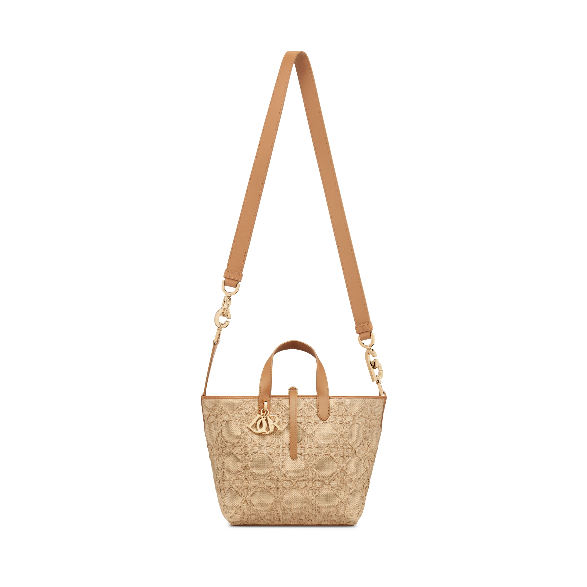 Bolsa tote vertical Dior Toujours média Ráfia Cannage em cor natural E07