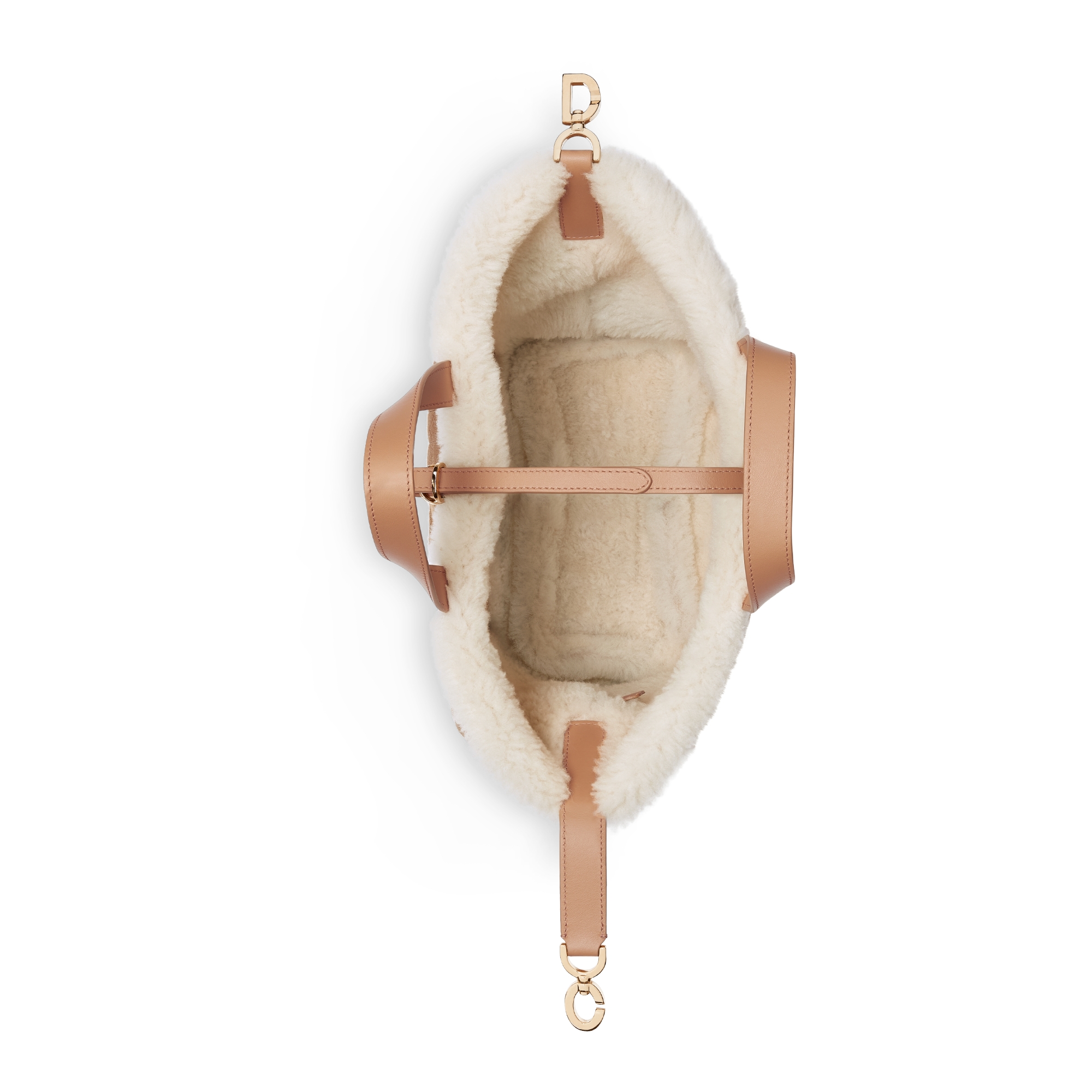 Mittelgroße DiorAlps Dior Toujours Tote Bag im Hochformat Macrocannage Kalbsveloursleder in Beige und Merinowolle in Ecru E06