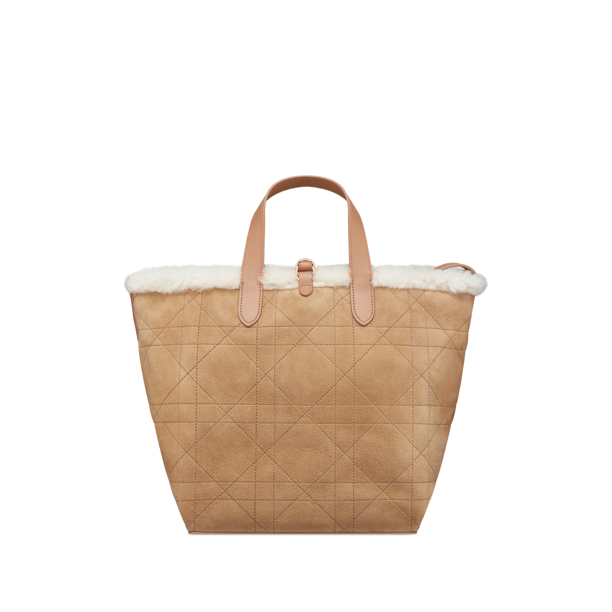 Mittelgroße DiorAlps Dior Toujours Tote Bag im Hochformat Macrocannage Kalbsveloursleder in Beige und Merinowolle in Ecru E08