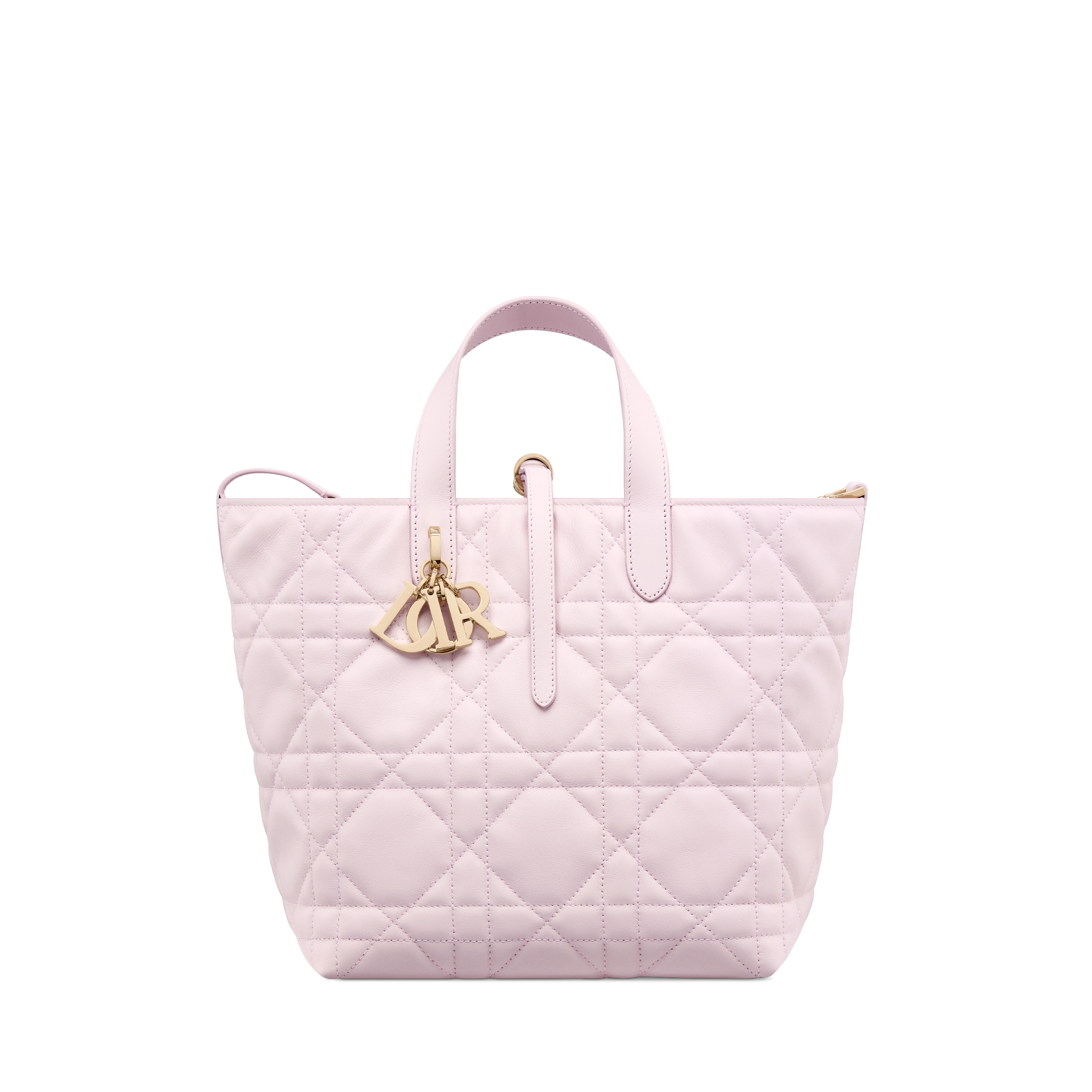 Medium Dior Toujours Vertical Tote Bag Pale Pink Macrocannage Calfskin E01