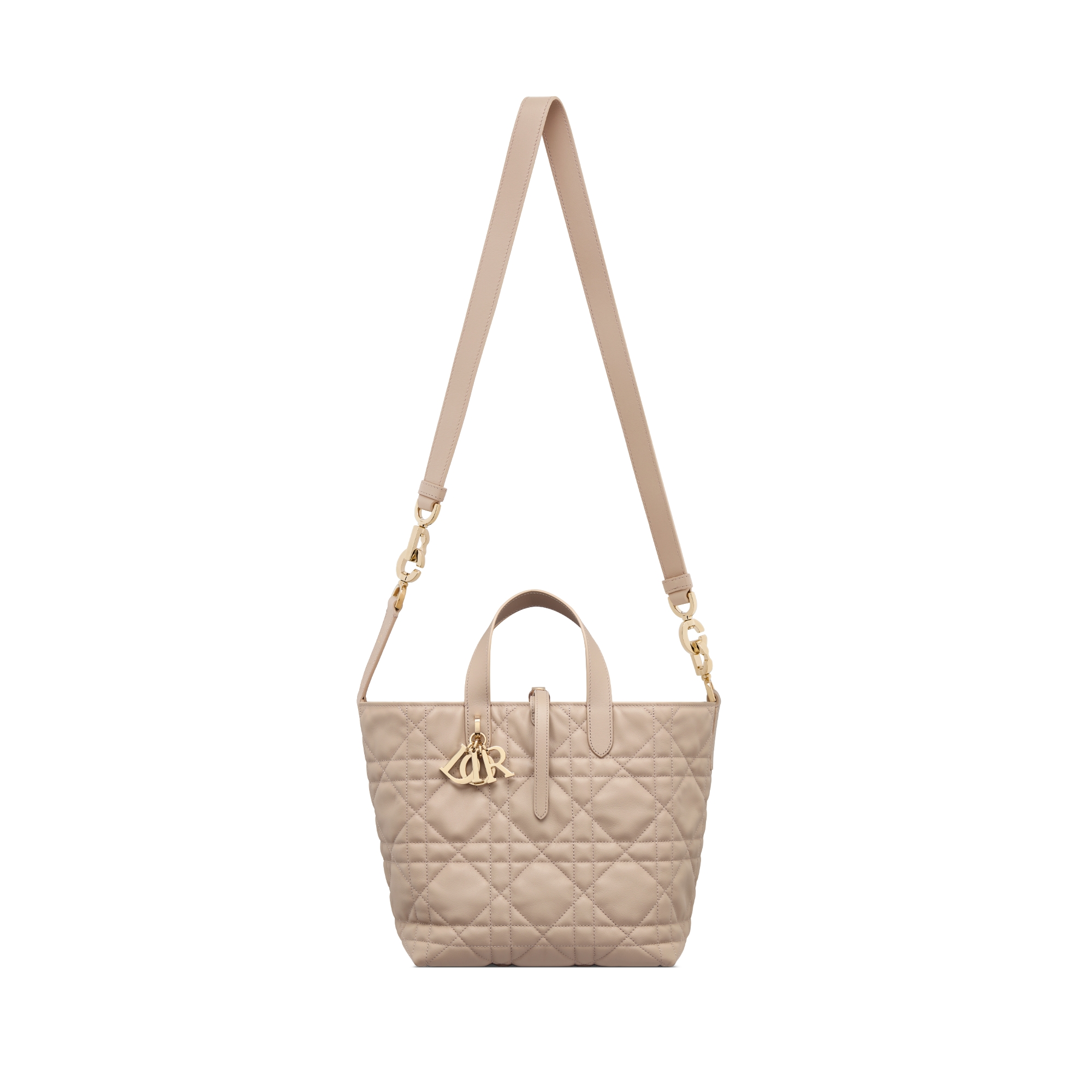 Medium Dior Toujours Vertical Tote Bag Desert Taupe Macrocannage Calfskin E07