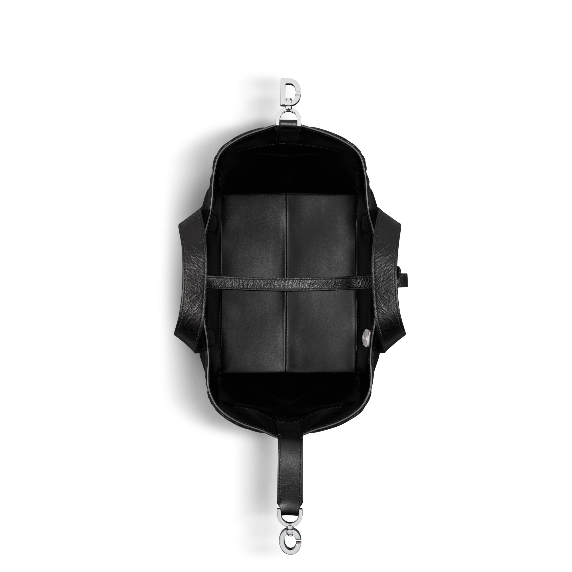 Mittelgroße Dior Toujours Tote Bag im Hochformat Macrocannage Kalbsleder in Knitteroptik in Schwarz E06