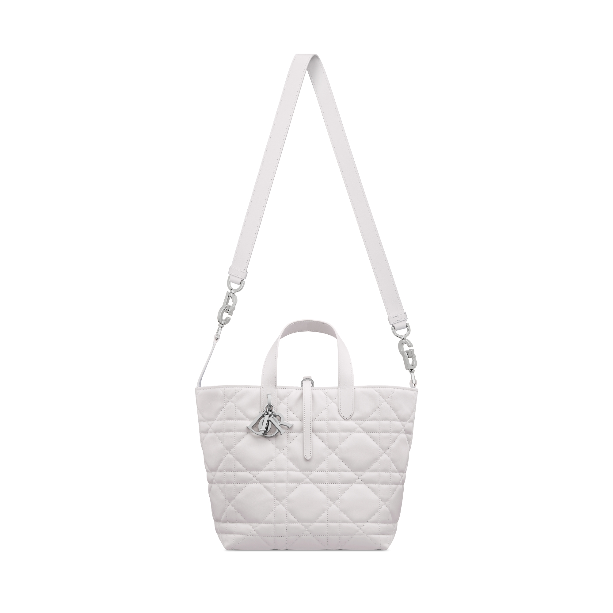 Sac cabas vertical Dior Toujours Medium Cuir de veau Macrocannage gris tendre E07