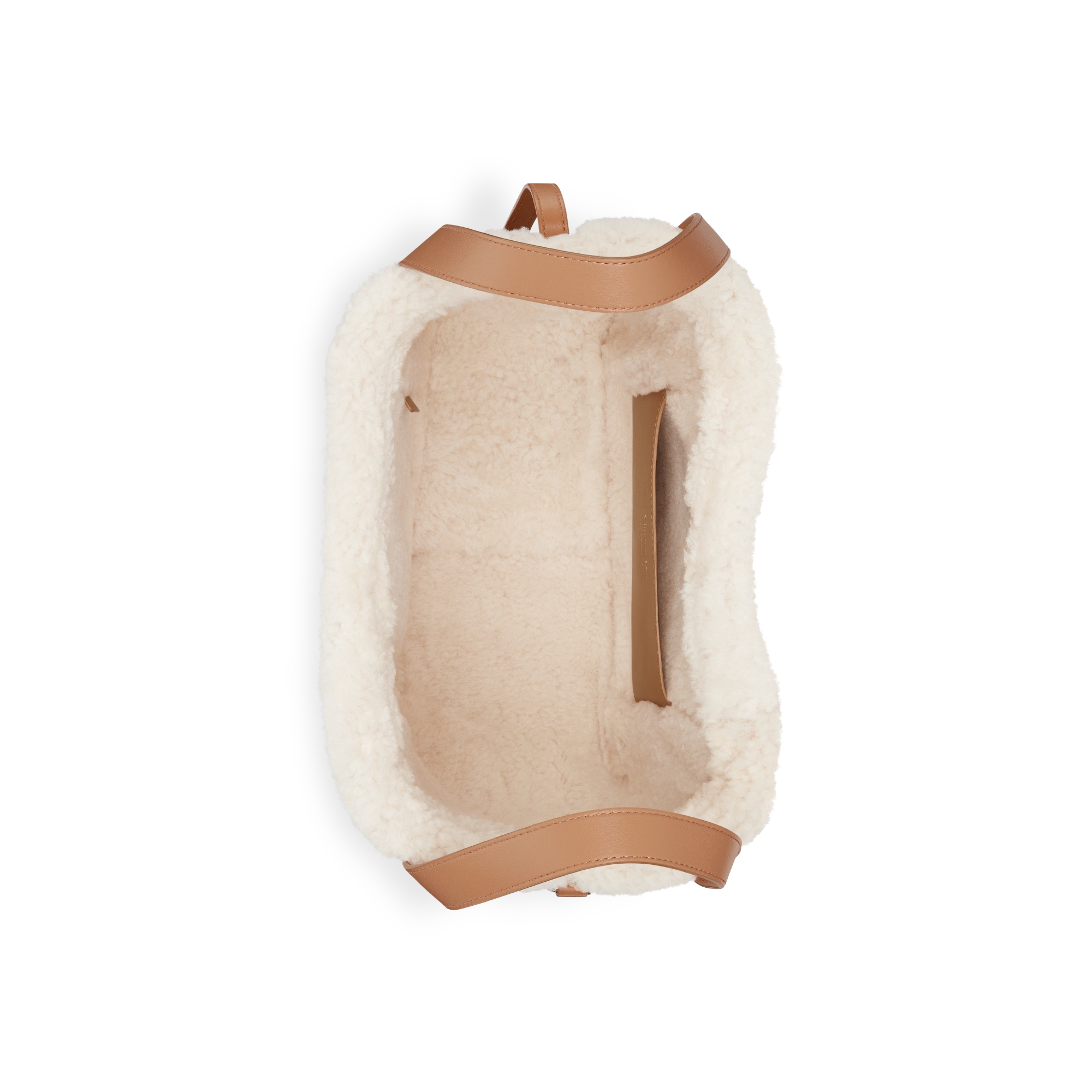 DiorAlps Medium Signature Bucket Bag Beige Macrocannage Suede Calfskin and Ecru Merino Wool E06