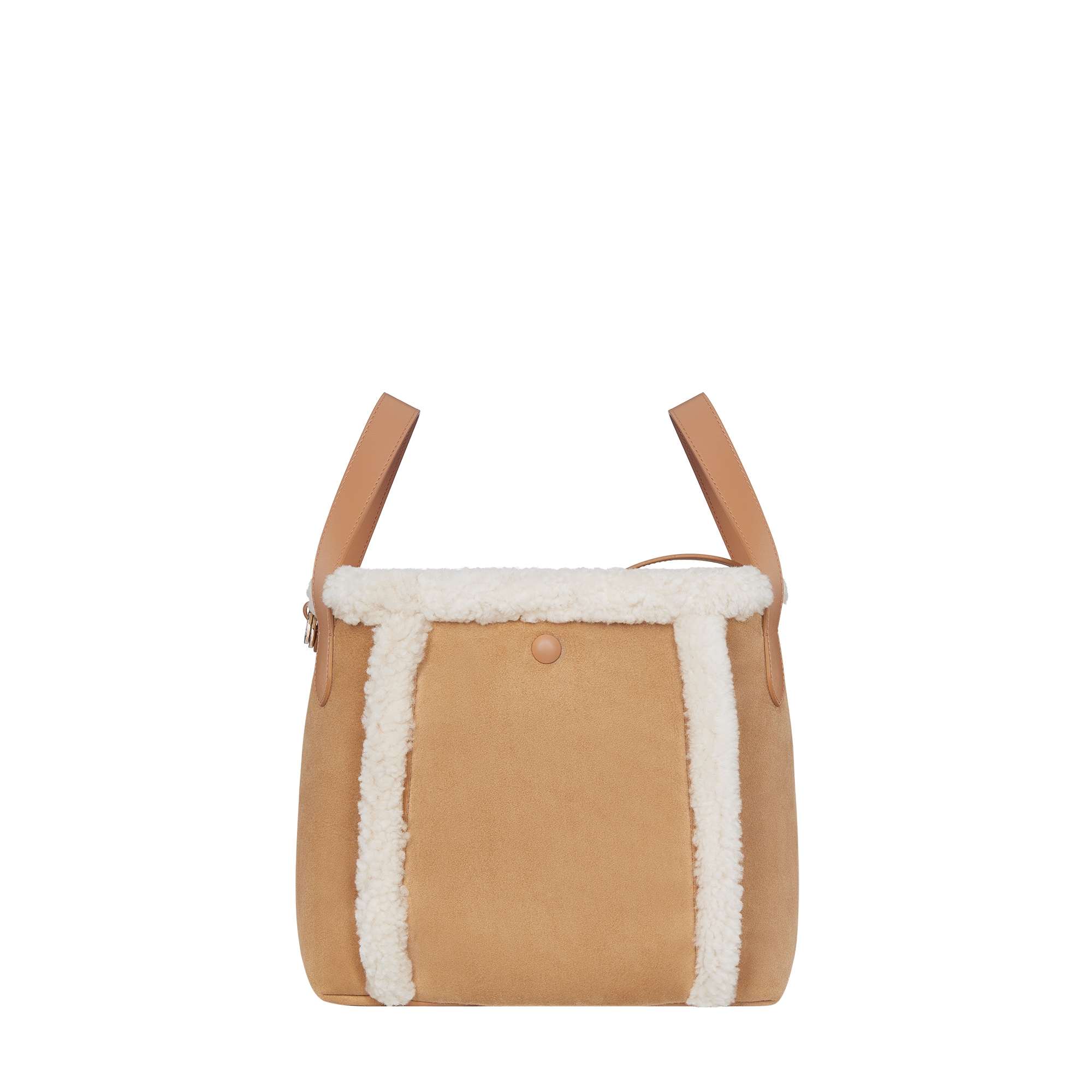 DiorAlps Medium Signature Bucket Bag Beige Macrocannage Suede Calfskin and Ecru Merino Wool E08