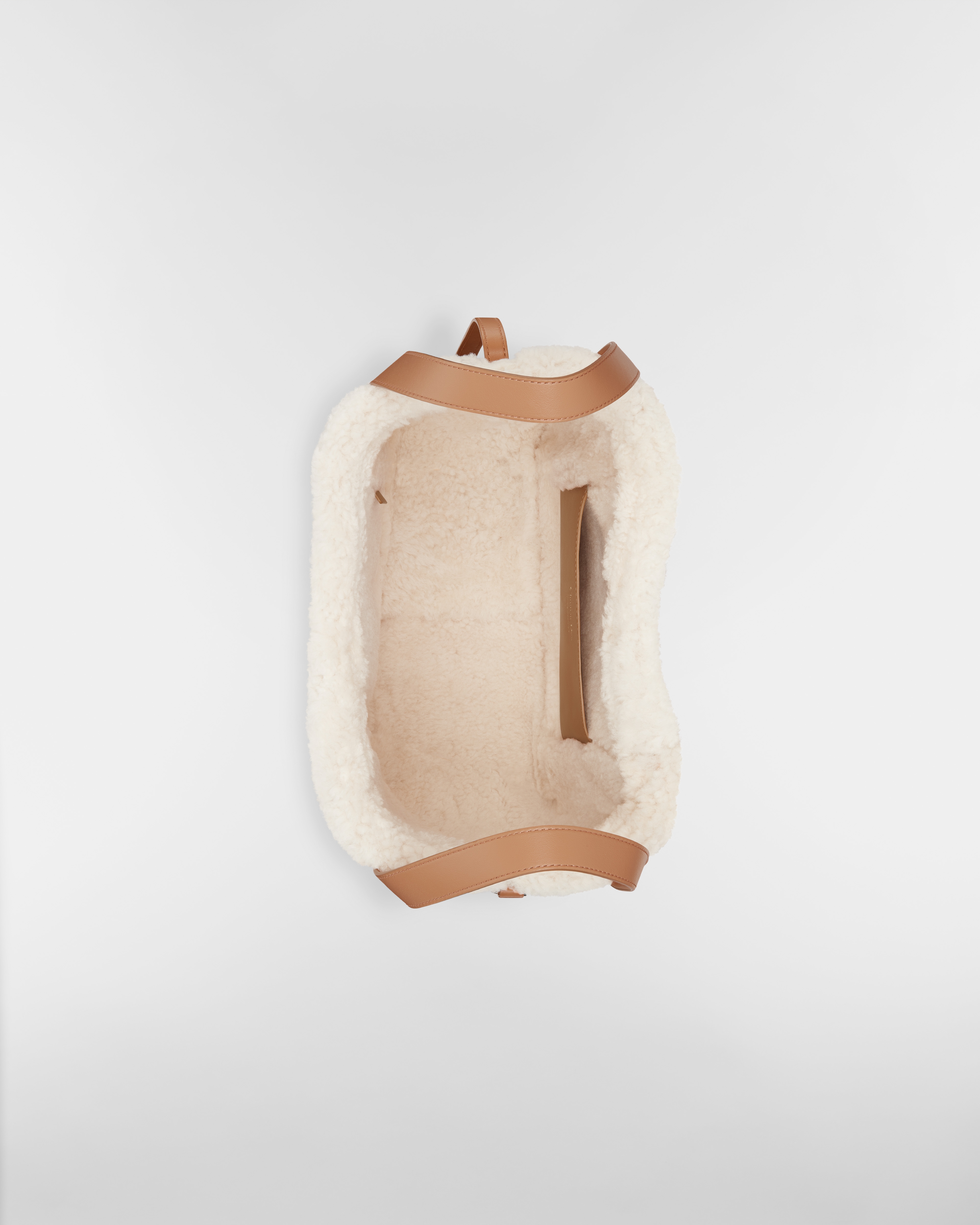 DiorAlps Medium Signature Bucket Bag Beige Macrocannage Suede Calfskin and Ecru Merino Wool E06
