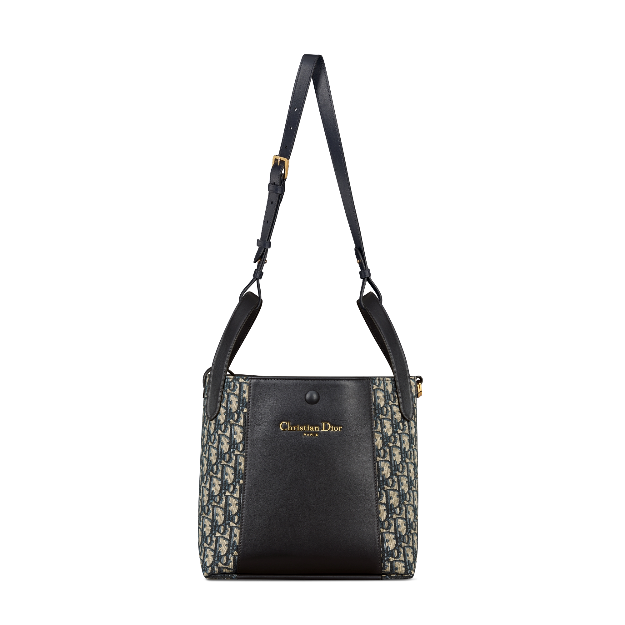 Medium Signature Bucket Bag Blue Dior Oblique Jacquard and Smooth Calfskin E07