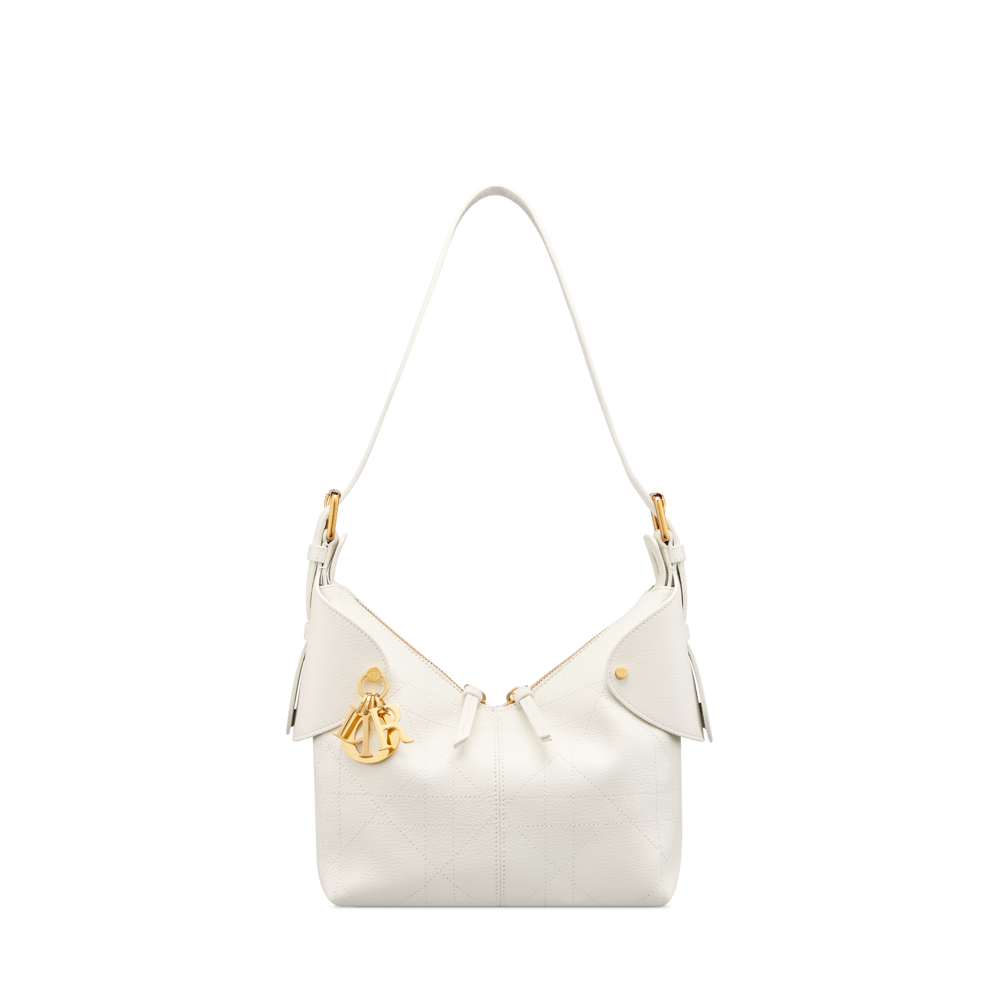 Kleine Dior Voyage Tasche Genarbtes Flat Macrocannage Kalbsleder in Latte E01