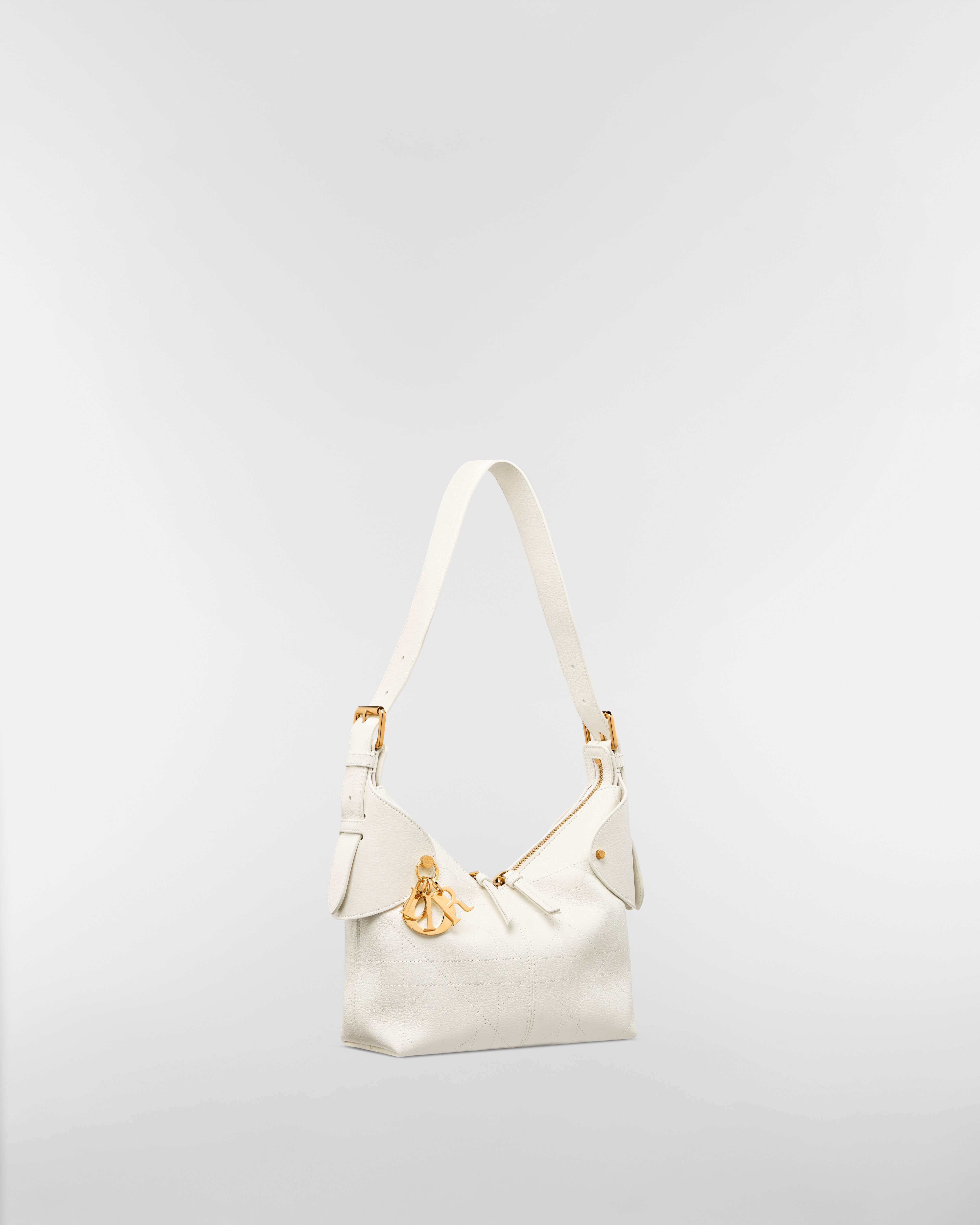 Kleine Dior Voyage Tasche Genarbtes Flat Macrocannage Kalbsleder in Latte E03