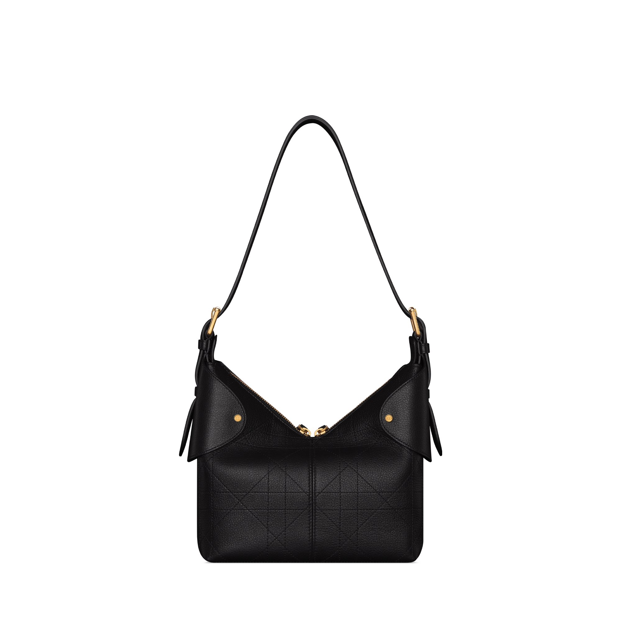 Kleine Dior Voyage Tasche Genarbtes Flat Macrocannage Kalbsleder in Schwarz E08