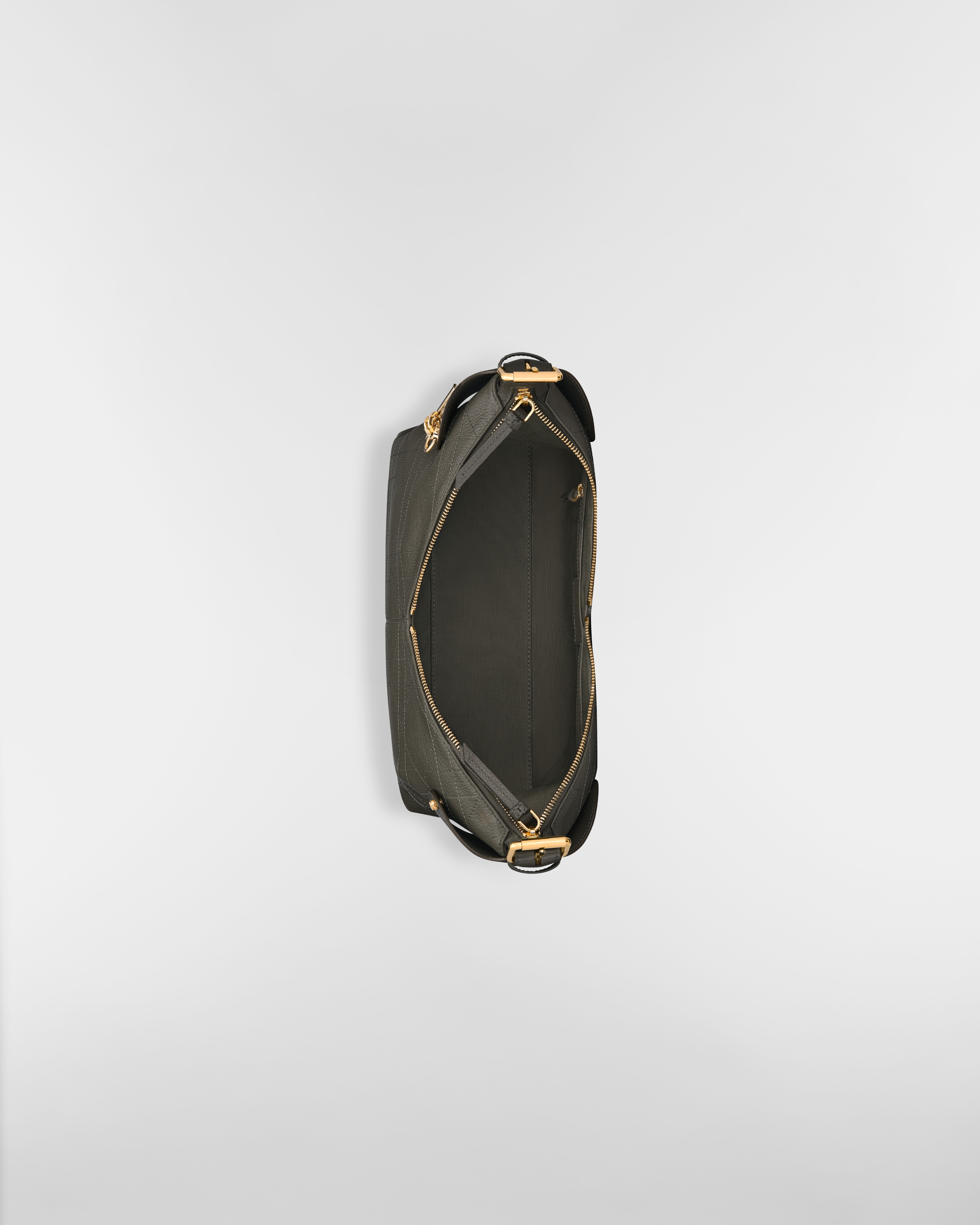 Medium Dior Voyage Bag Olive Taupe Flat Macrocannage Grained Calfskin E06