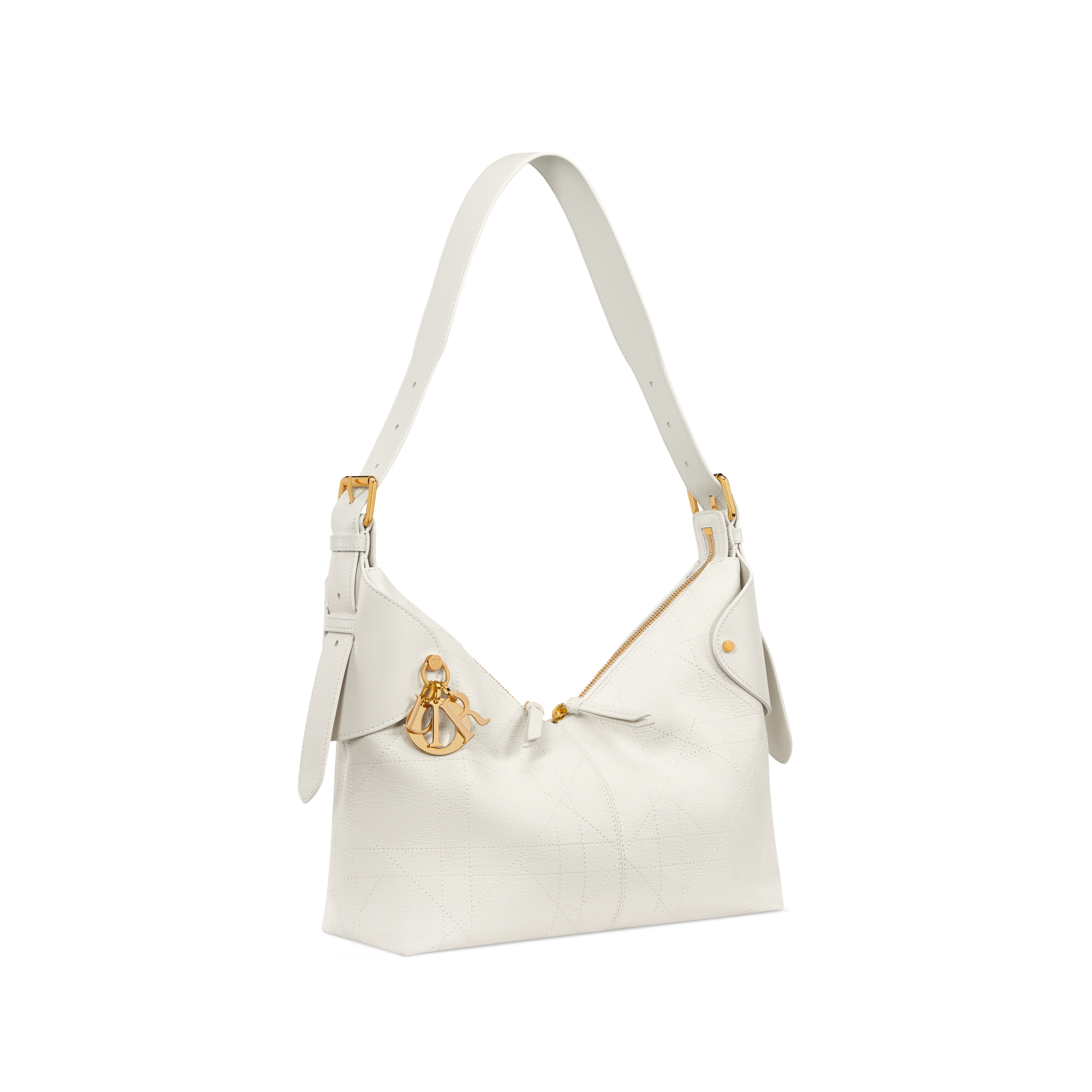 Sac Dior Voyage Medium Cuir de veau grainé Flat Macrocannage couleur latte E03