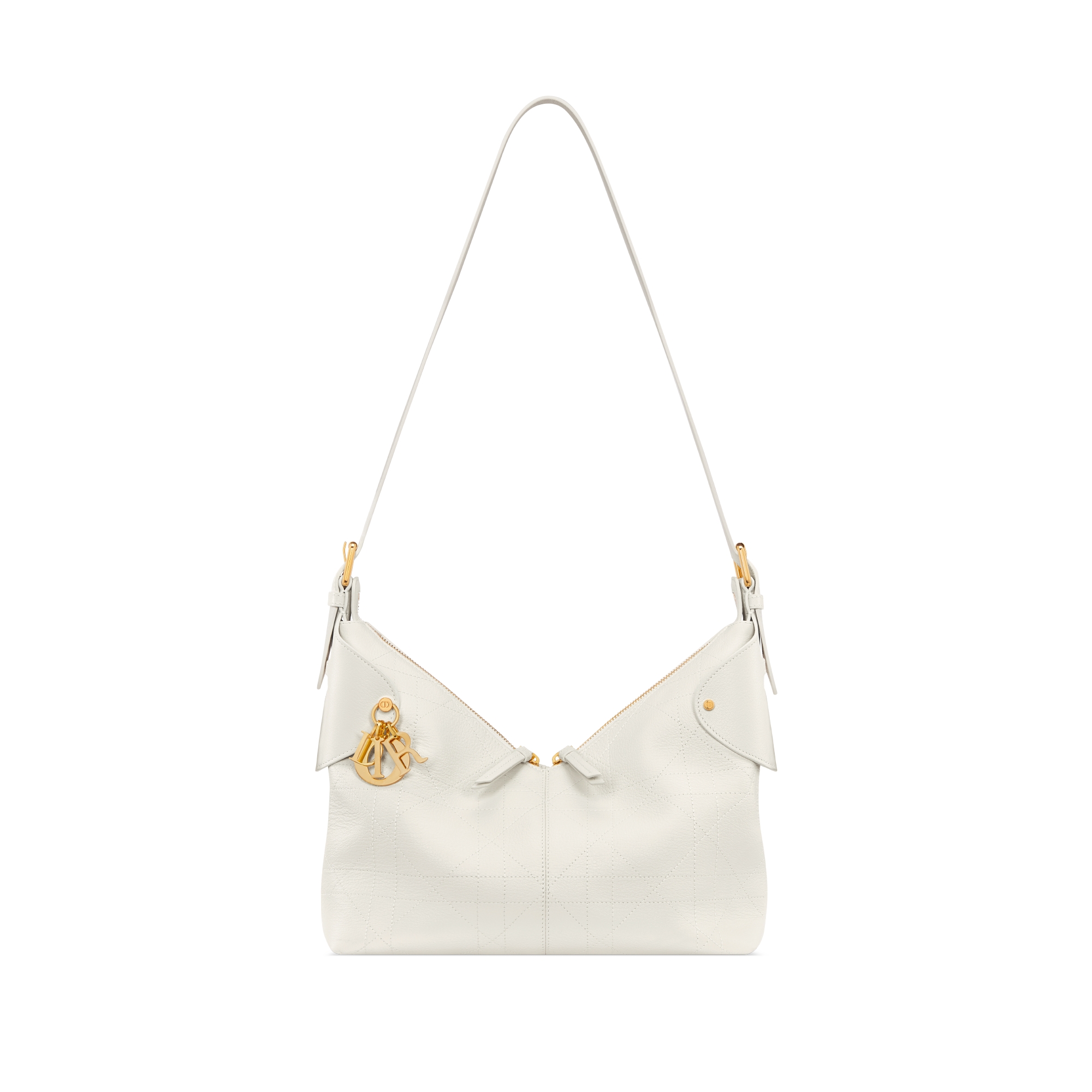 Sac Dior Voyage Medium Cuir de veau grainé Flat Macrocannage couleur latte E07
