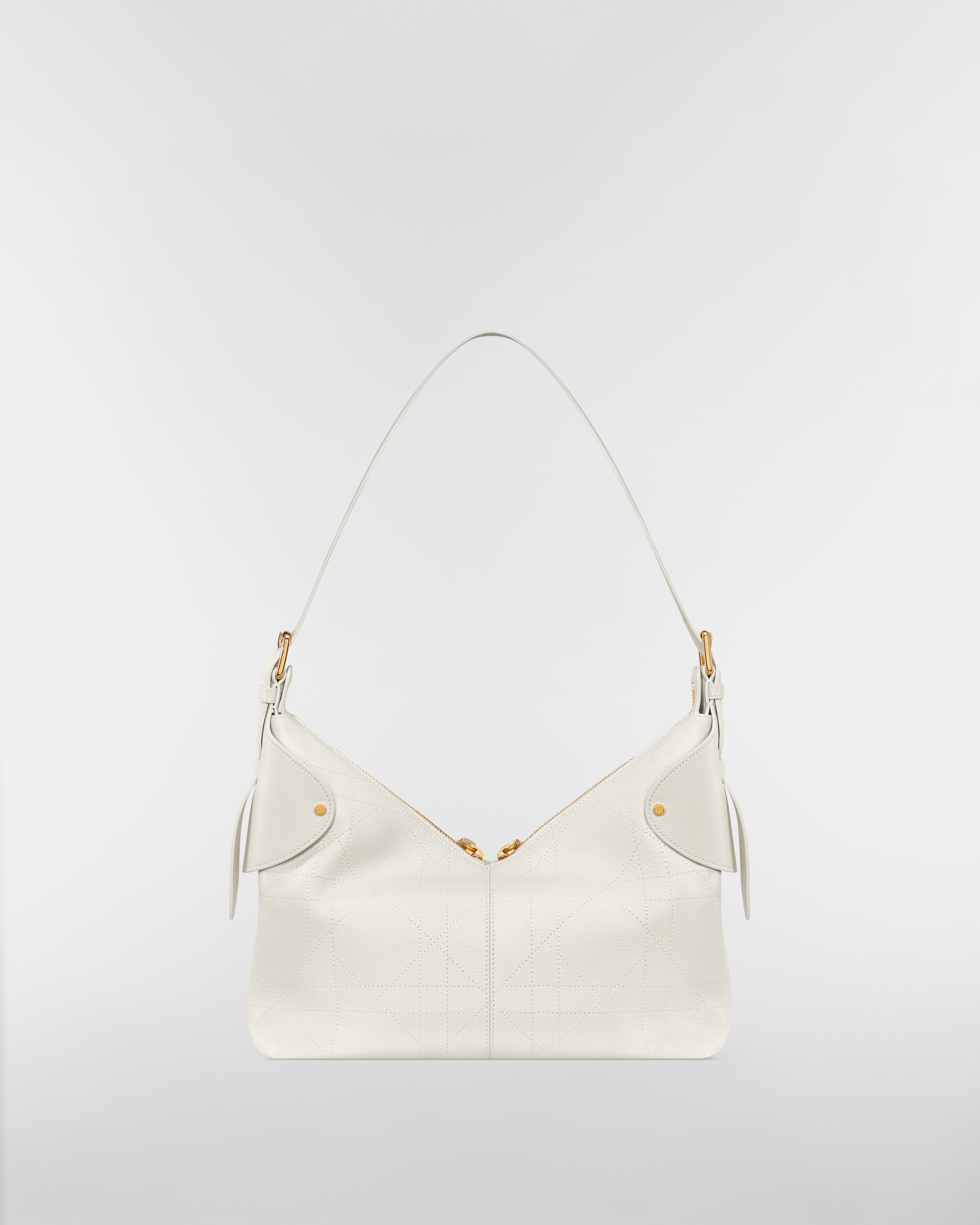 Mittelgroße Dior Voyage Tasche Genarbtes Flat Macrocannage Kalbsleder in Latte E08