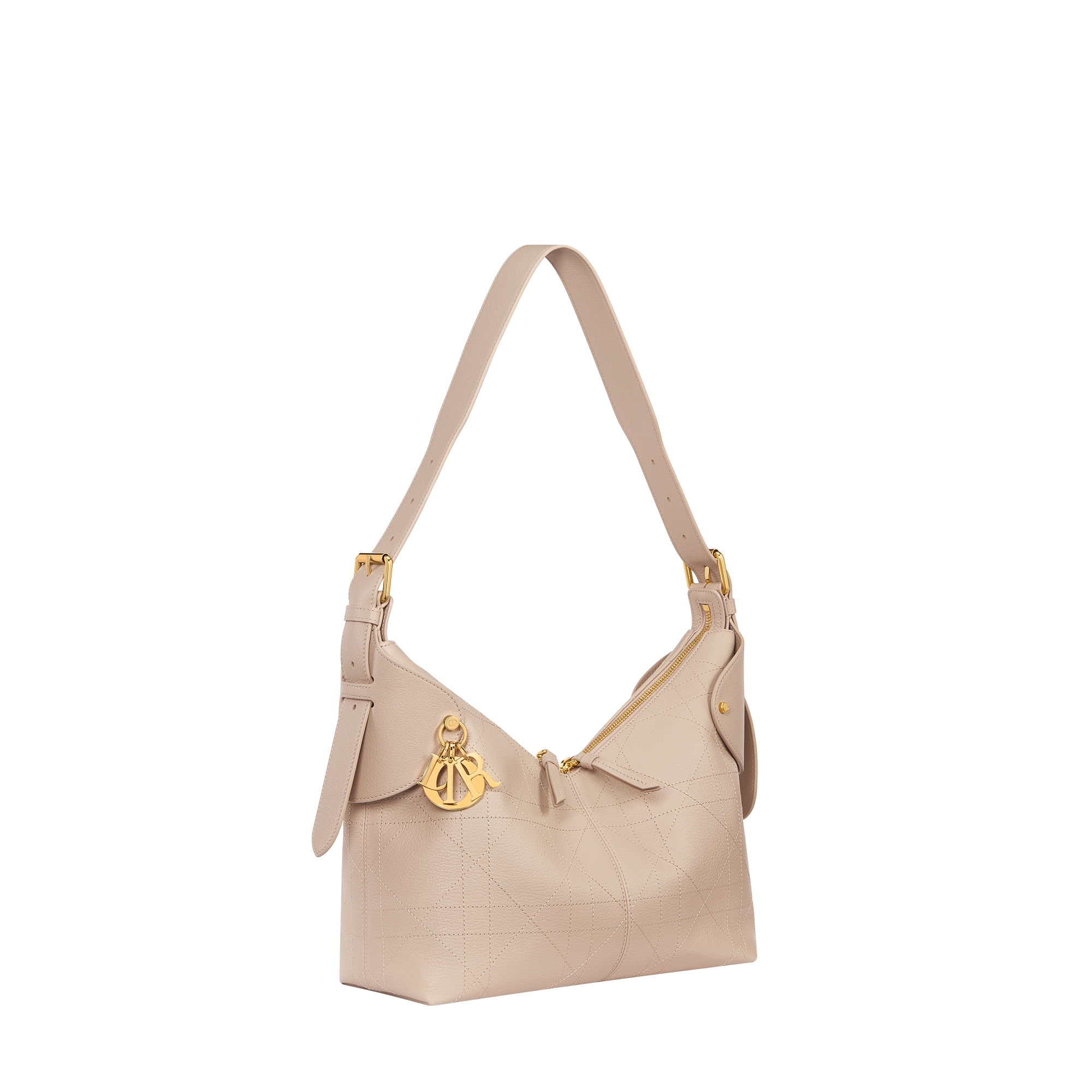 Medium Dior Voyage Bag Powder Beige Flat Macrocannage Grained Calfskin E03