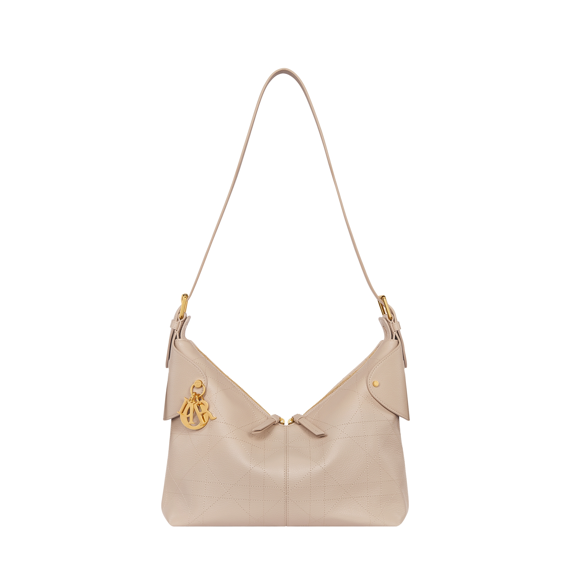 Medium Dior Voyage Bag Powder Beige Flat Macrocannage Grained Calfskin E07