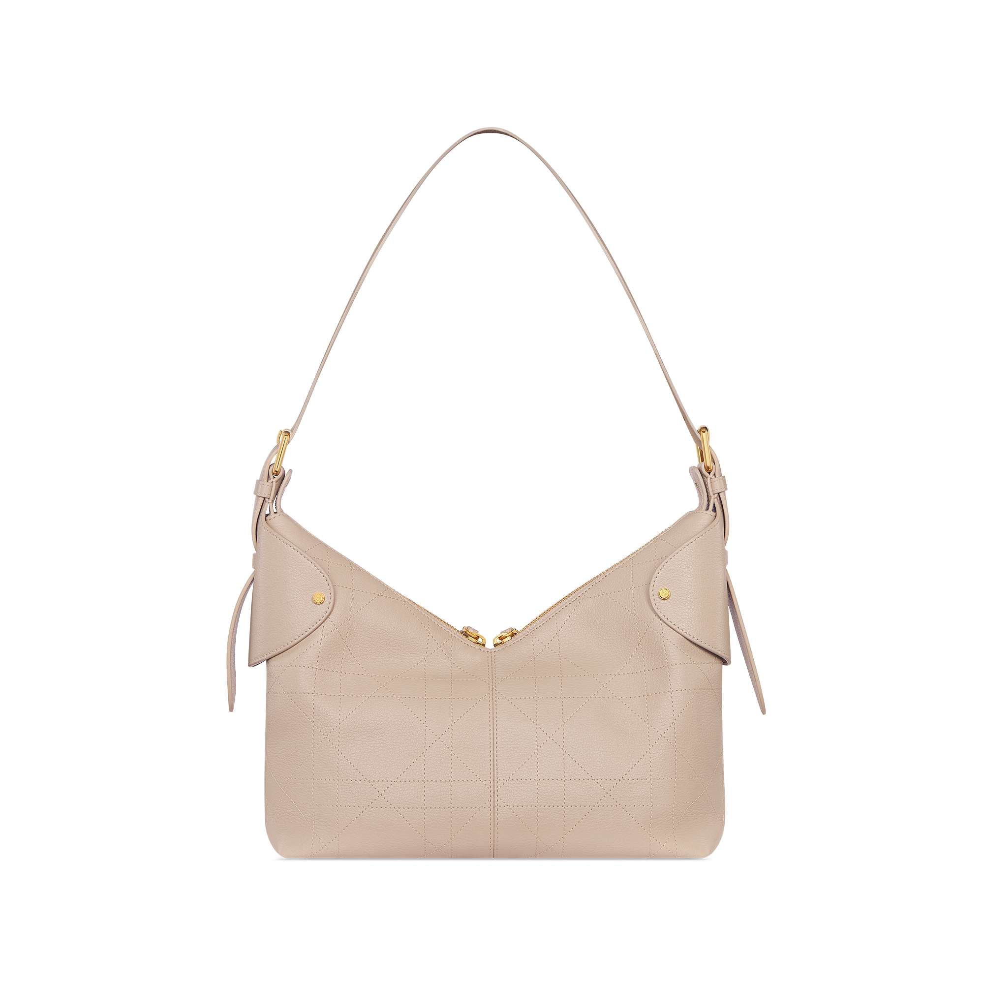 Sac Dior Voyage Medium Cuir de veau grainé Flat Macrocannage beige poudre E08