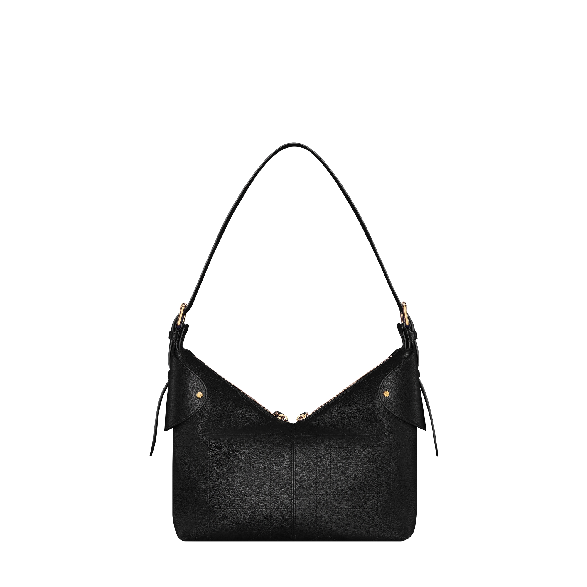 Medium Dior Voyage Bag Black Flat Macrocannage Grained Calfskin E08