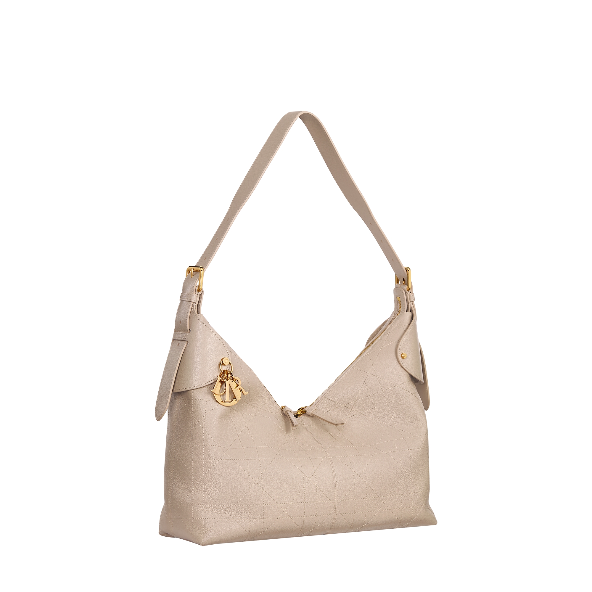 Large Dior Voyage Bag Powder Beige Flat Macrocannage Grained Calfskin E03