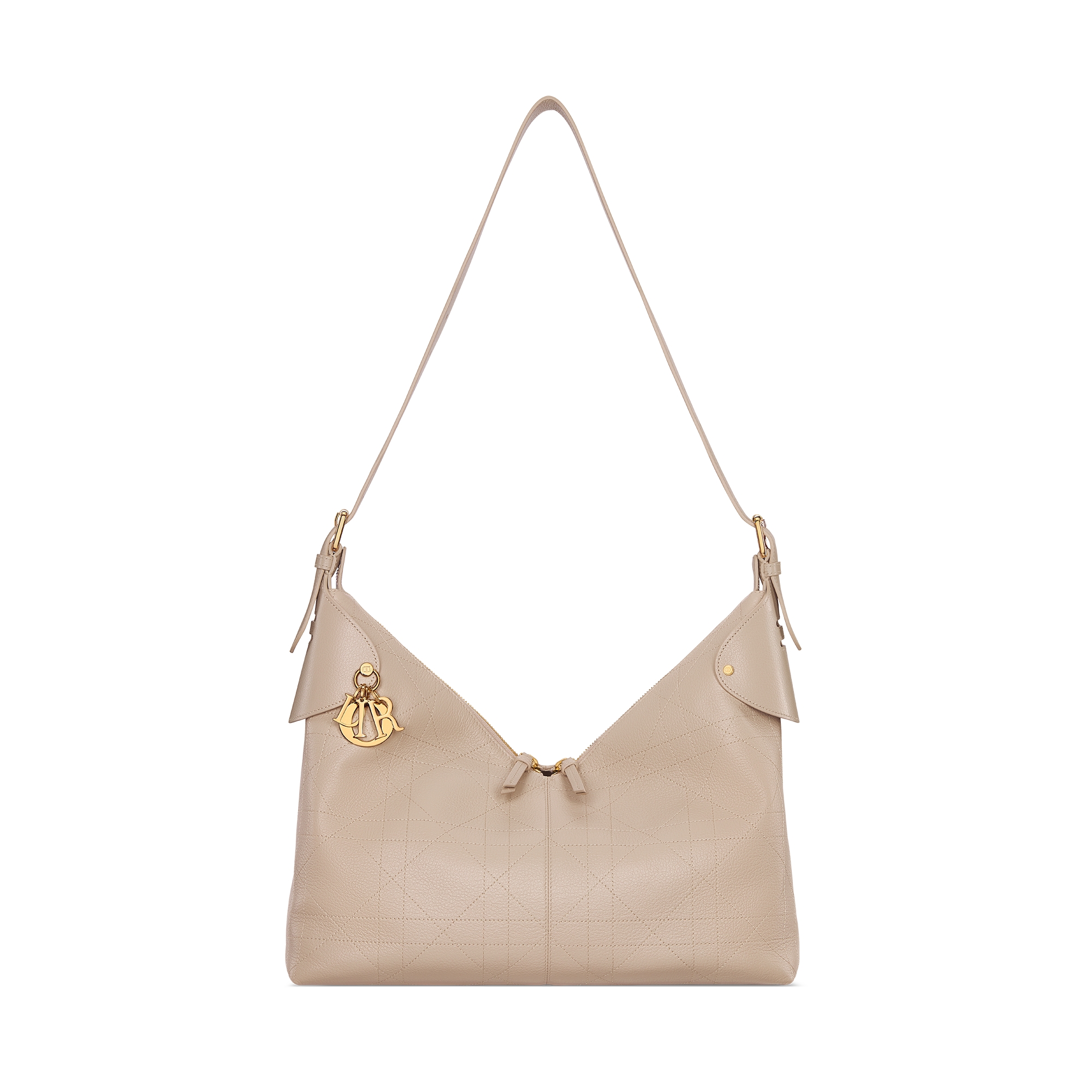 DIOR 25S MEDIUM VOYAGE BAG 28 IN POWDER BEIGE FLAT MACROCANNAGE GRAINED CALFSKIN