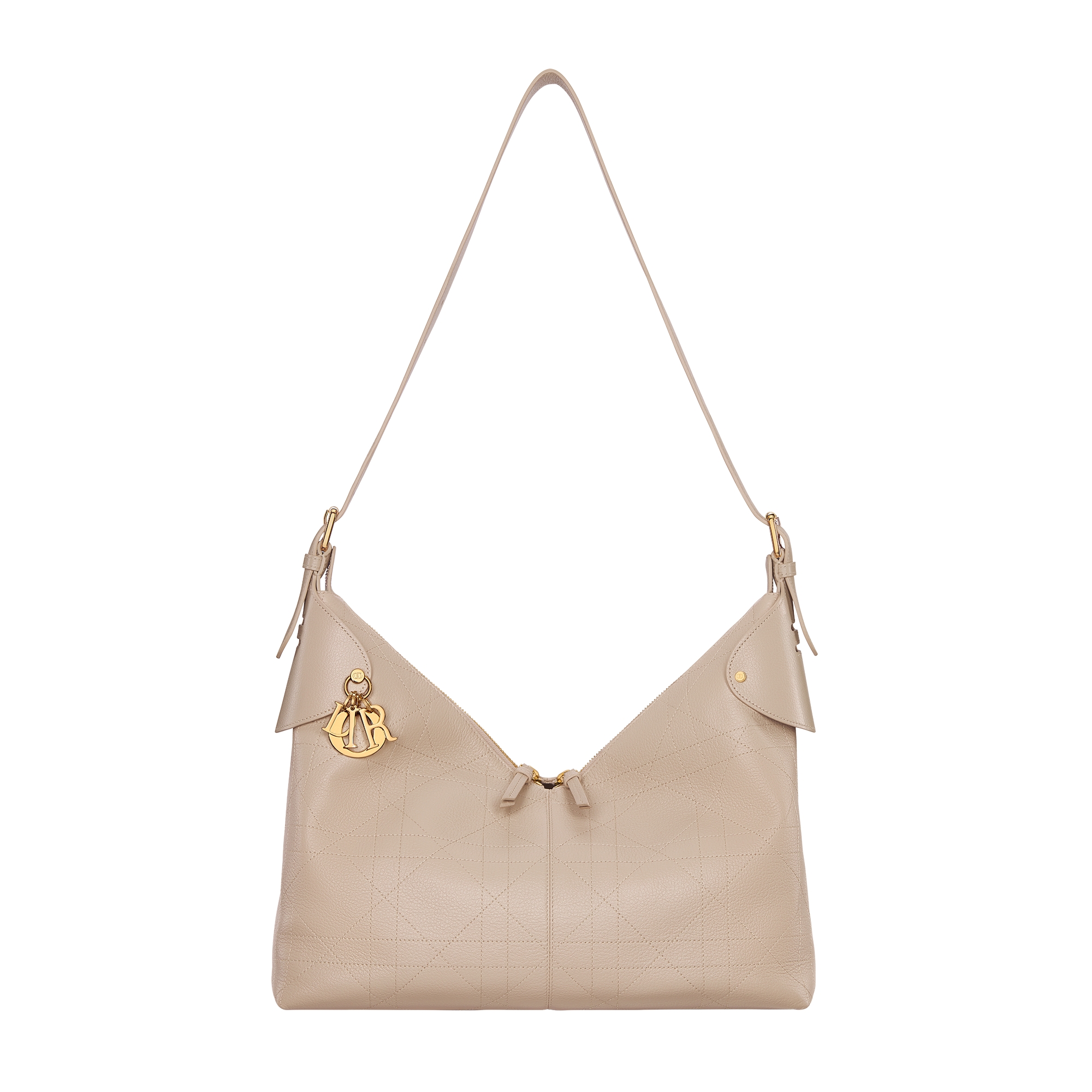 Large Dior Voyage Bag Powder Beige Flat Macrocannage Grained Calfskin E07