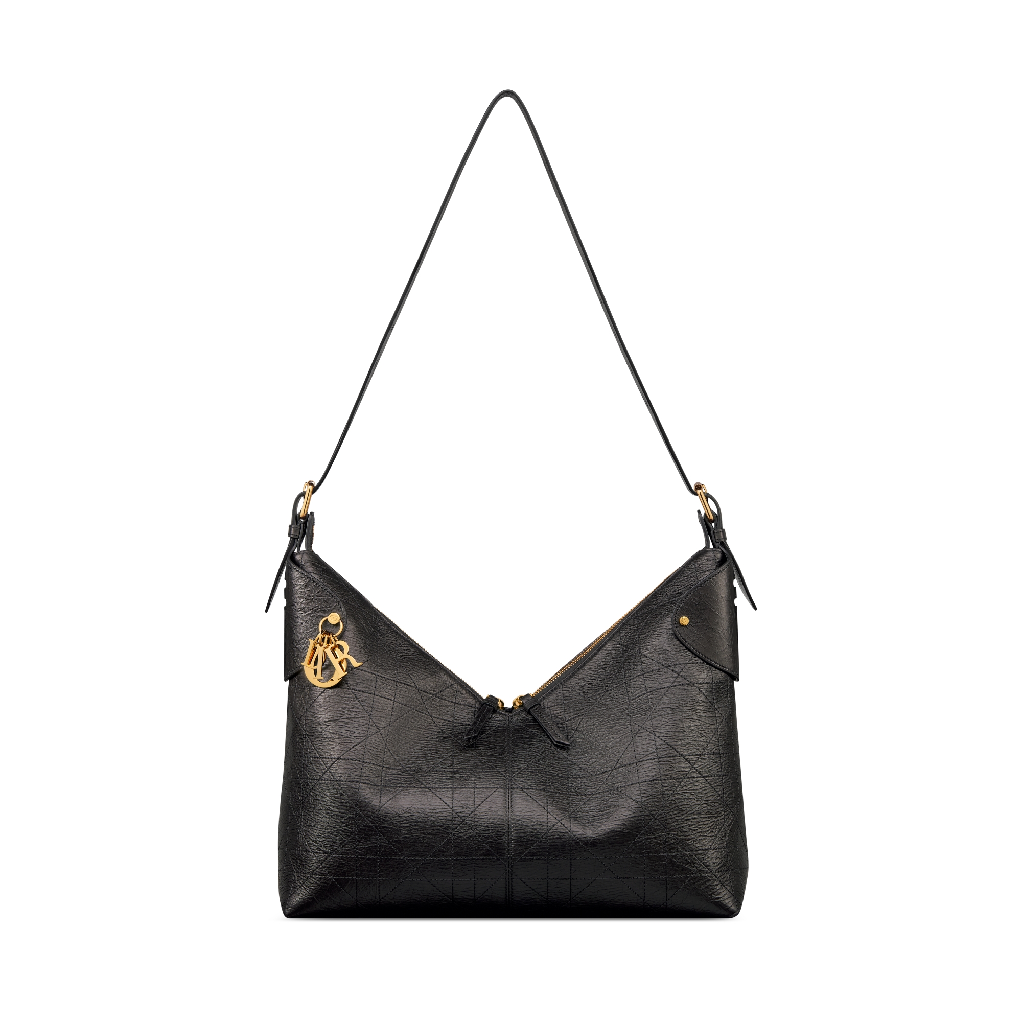 Bolsa Dior Voyage grande Couro de vitelo enrugado Flat Macrocannage preto E07