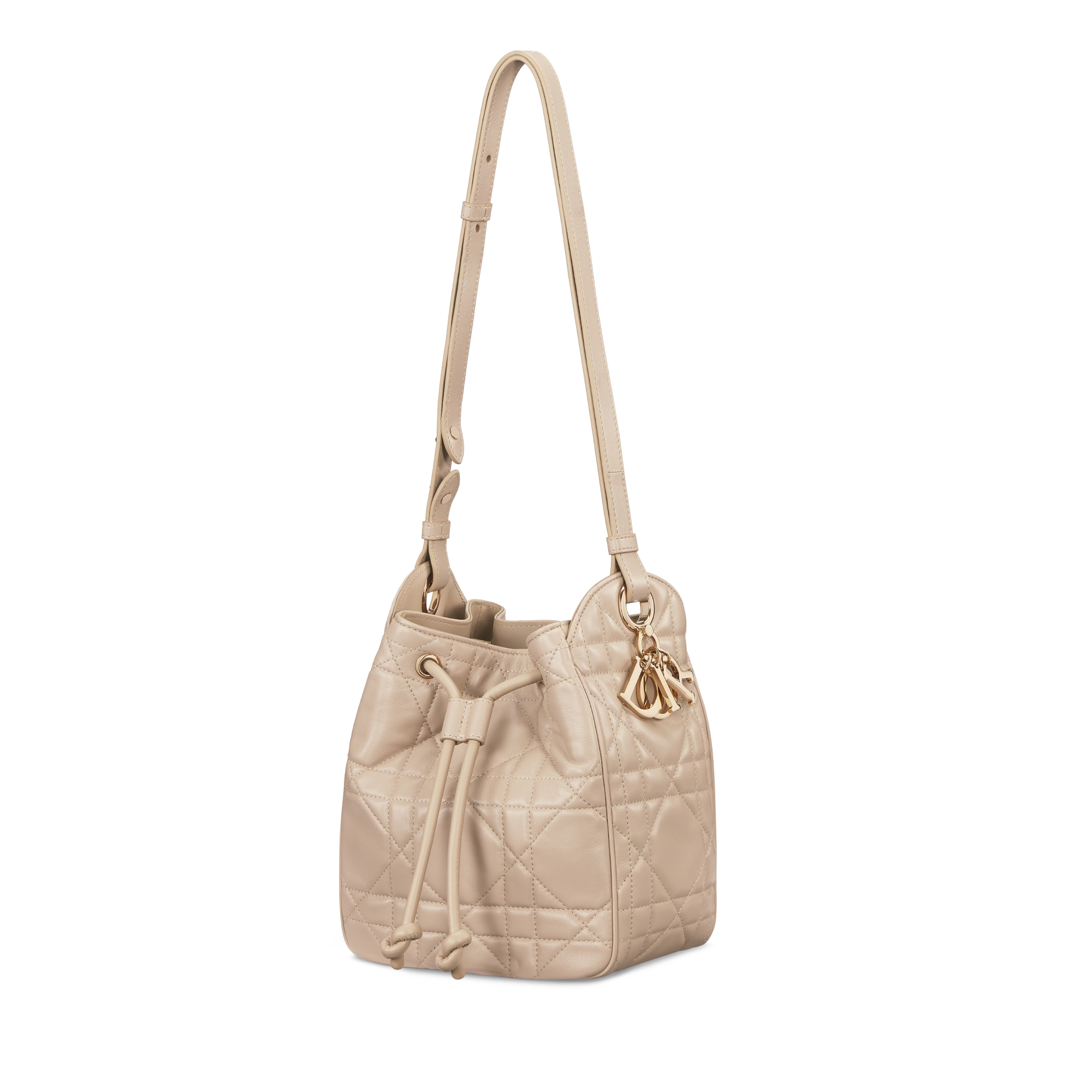Small D-Motion Bag Powder Beige Macrocannage Lambskin E05