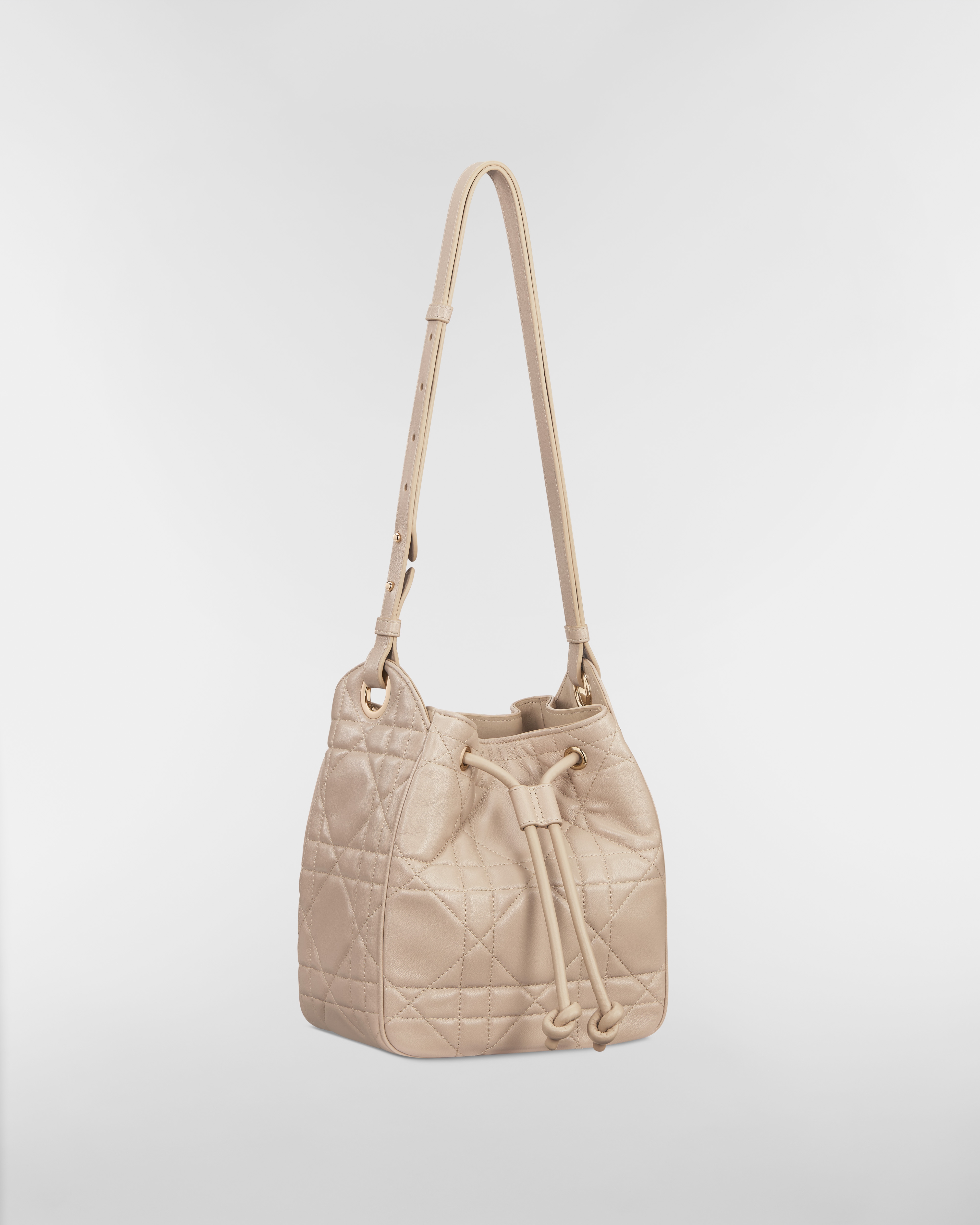 Small D-Motion Bag Powder Beige Macrocannage Lambskin E03