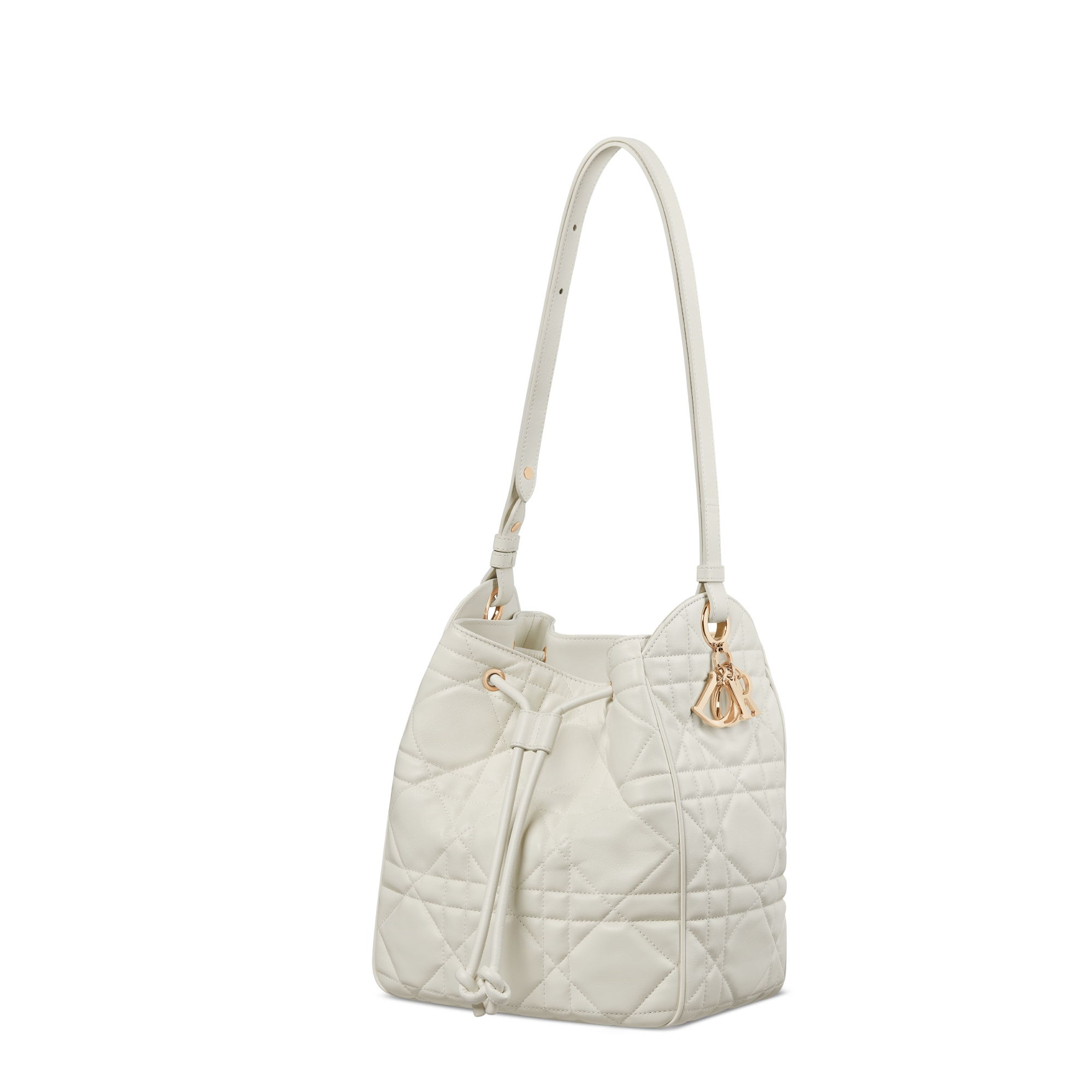 Medium D-Motion Bag Ivory Macrocannage Lambskin E05