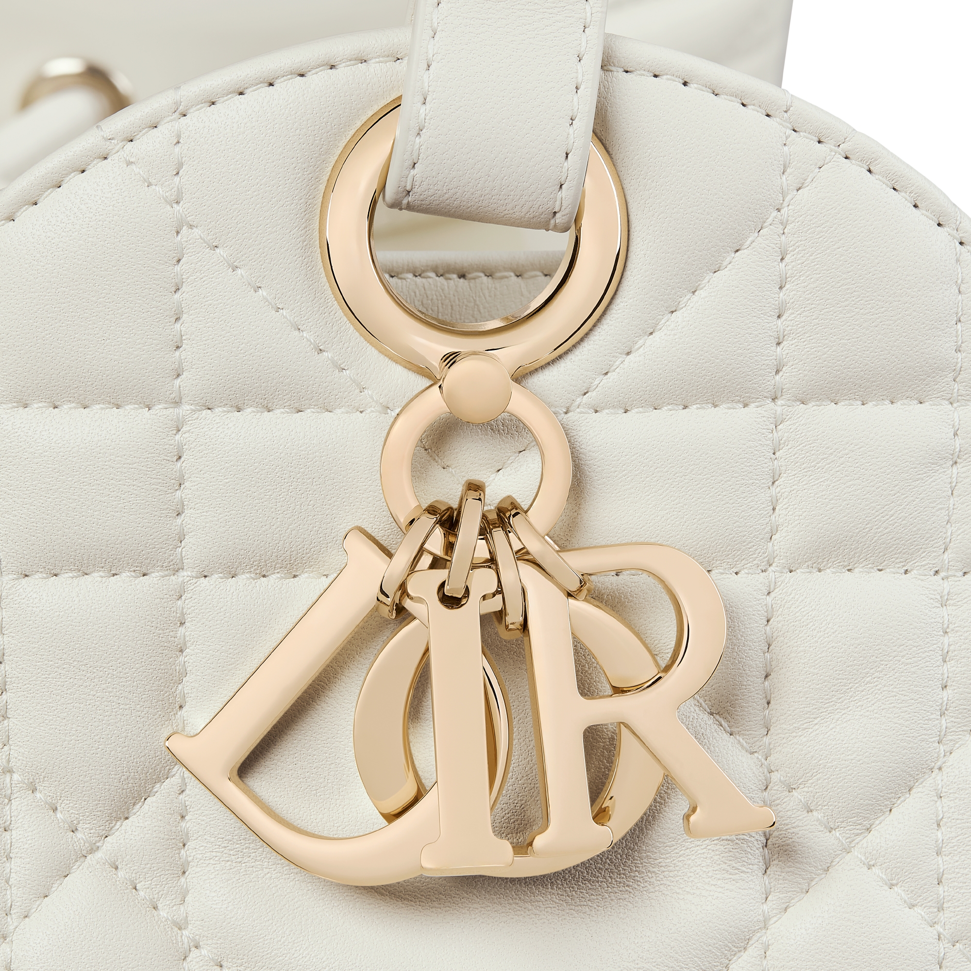 Medium D-Motion Bag Ivory Macrocannage Lambskin E09